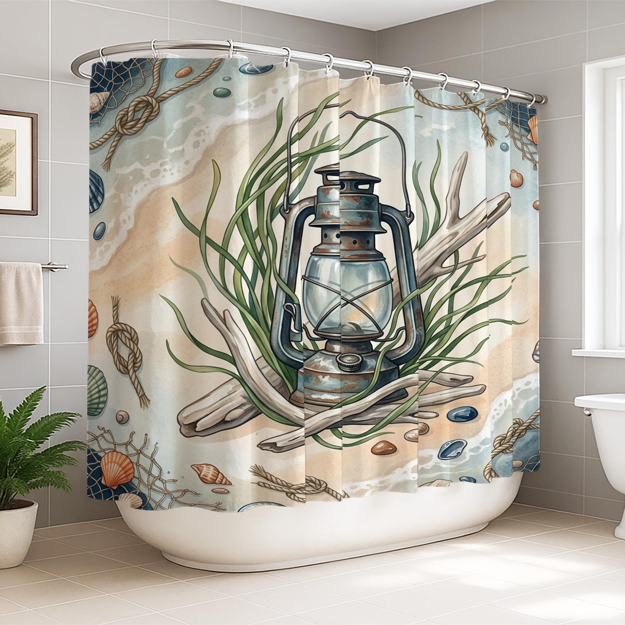 Rideau de douche extra large anti-éclaboussures en tissu imperméable imprimé bleu 274x183cm