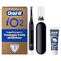 Oral-B iO 2 Spazzolino Elettrico Nero, 1 Testina Di Ricambio per Spazzolino Elettrico