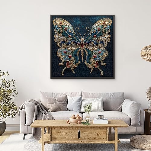 Miniatura 3 de Rompecabezas vintage de mariposa para adultos de 1000 piezas, hermosas joyas de cristal de las alas revoloteantes, rompecabezas estéticos retro de