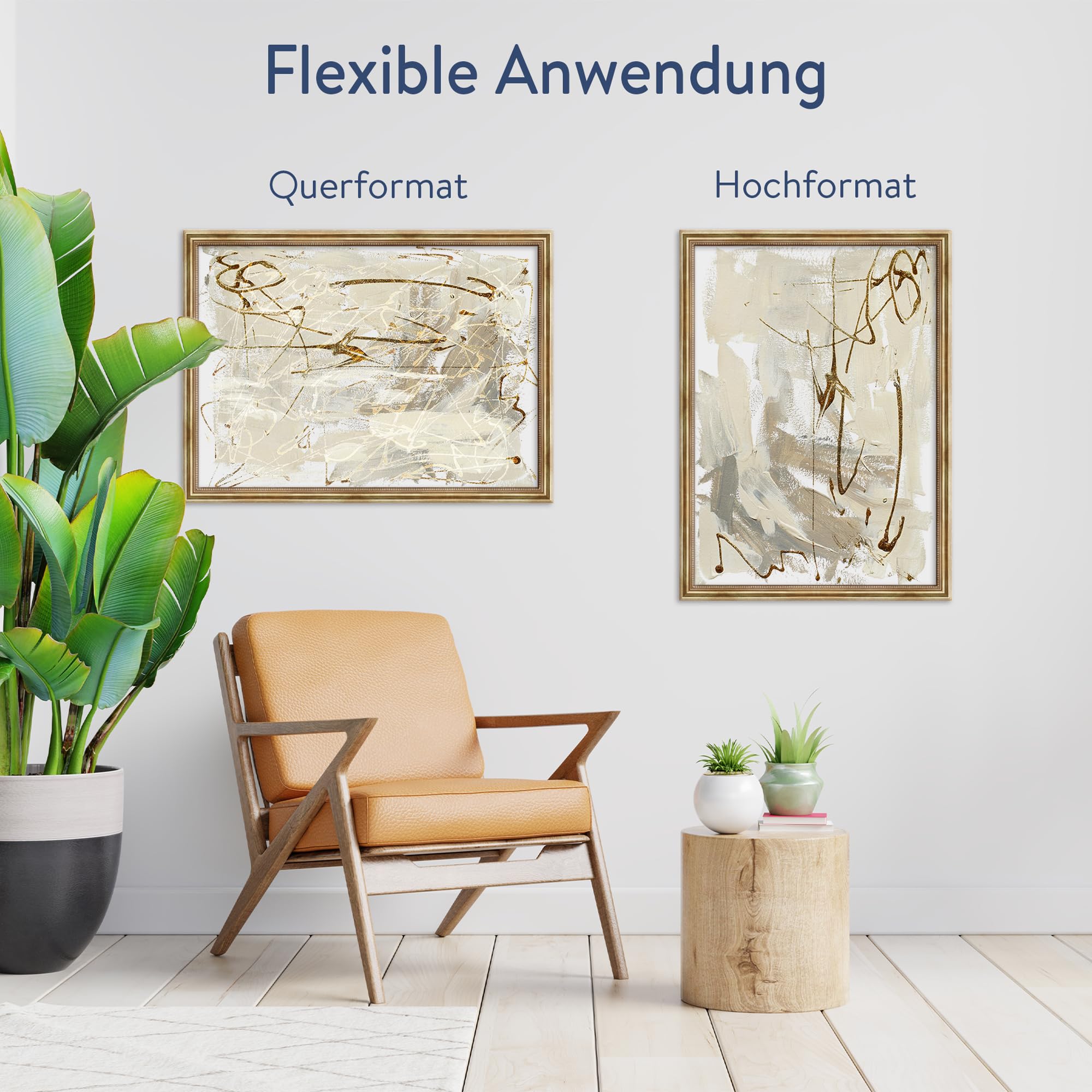 WANDStyle goldener Bilderrahmen 40x60 Holz, Bilderrahmen Gold Vintage | Hochwertiger Holzbilderrahmen Antik, Posterrahmen zum Aufhängen, Rahmen 60x40 cm, Fotorahmen H450 Made in Germany