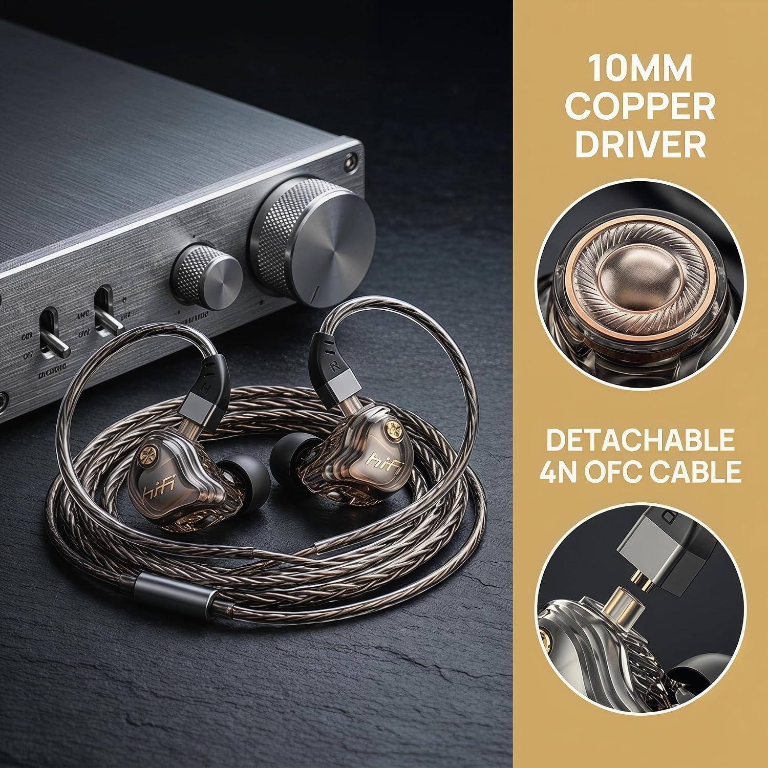 3.5mm Wired IEM Earbuds with Mic, 10mm Driver, Detachable Cable image 4