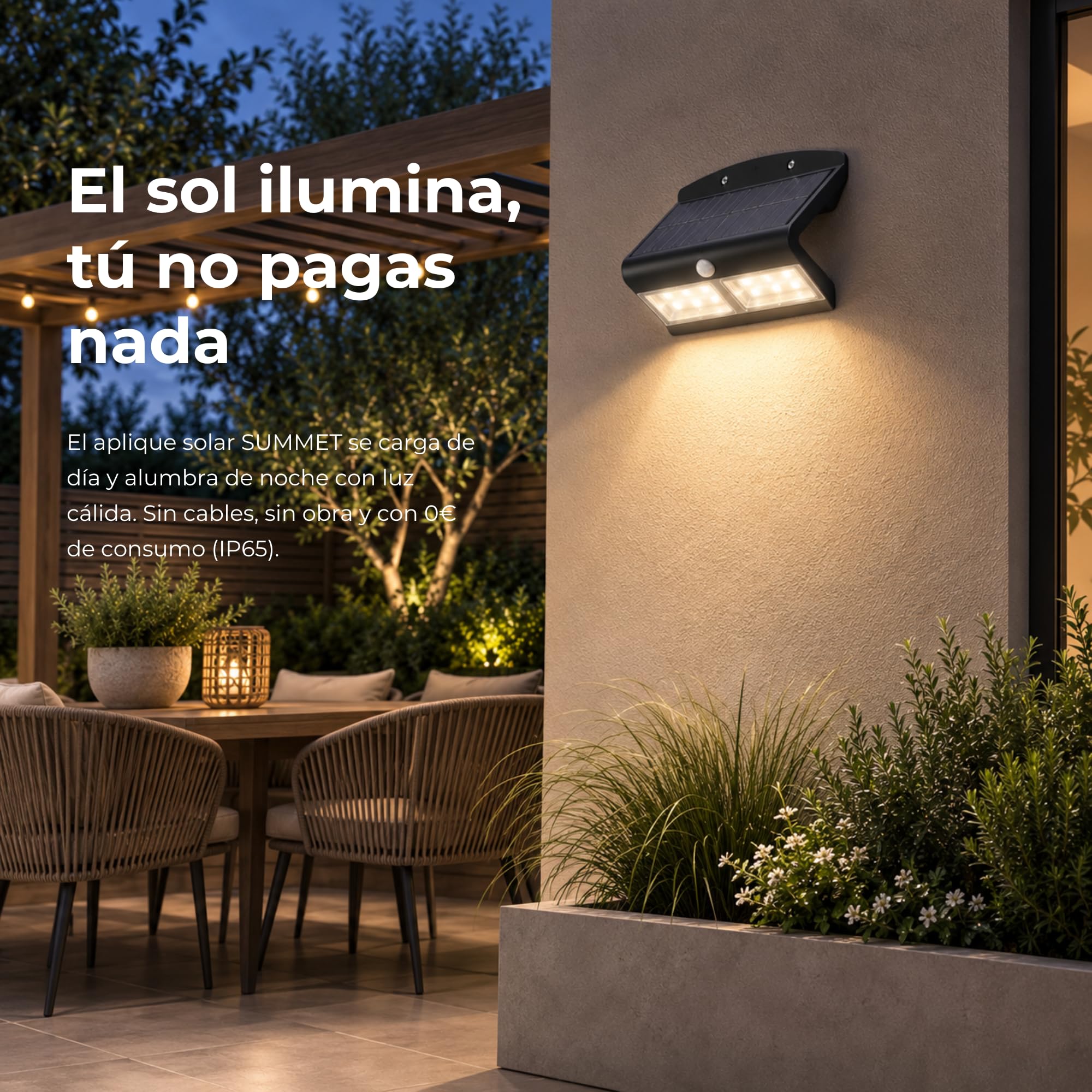 ePrilux - Applique solare LED per esterni, sensore di movimento, 760 lm