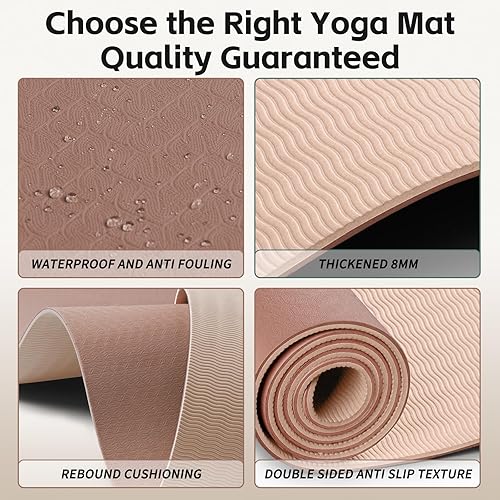 Miniatura 5 de Yoga Mat 8mm Super Thick TPE Fitness Mat  SGS Certified  Non-Slip, Odorless & Tear-Resistant  Unisex with Strap  for Yoga, Pilates, Meditation &
