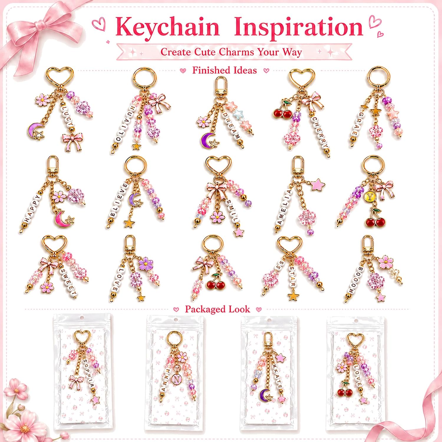 Wossoco 690PCS Keychain Making Kit for Women, Personalized Bag Charm Kit
