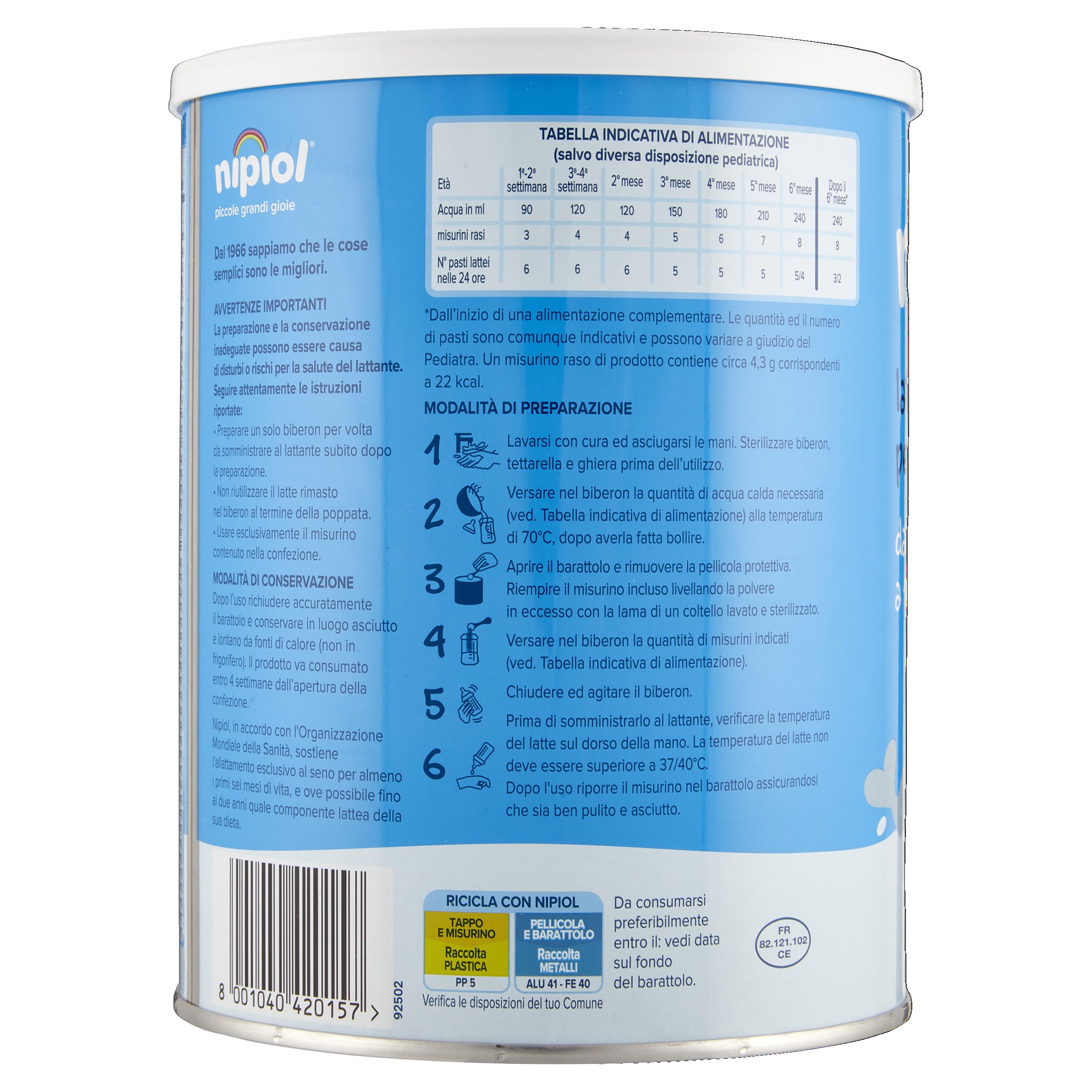 Nipiol Latte in Polvere Stage 0-12 Mesi - 800 g