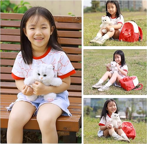 Miniatura 2 de Chongker Mini mochila realista de animales de peluche para niños y niñas de 3, 4, 5, 6 años, regalo de compañero de gato de peluche para niños