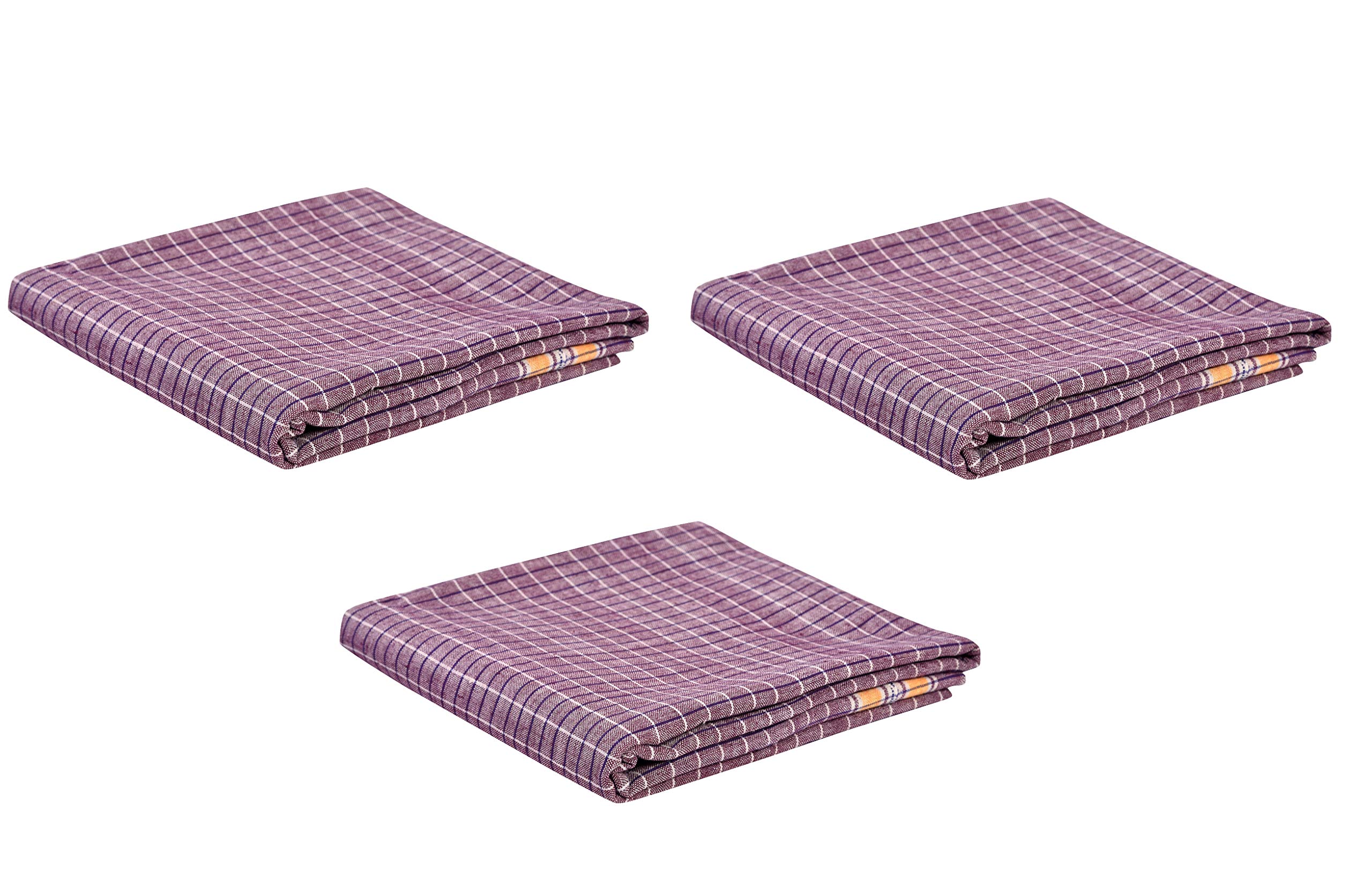 Strotam Pure Cotton Handloom Bath Towel 110 GSM Large Size Bankura Gamcha Small Checks (Set of 3 Purple) (B081F8WQ9B) Amazon Price History, Amazon Price Tracker
