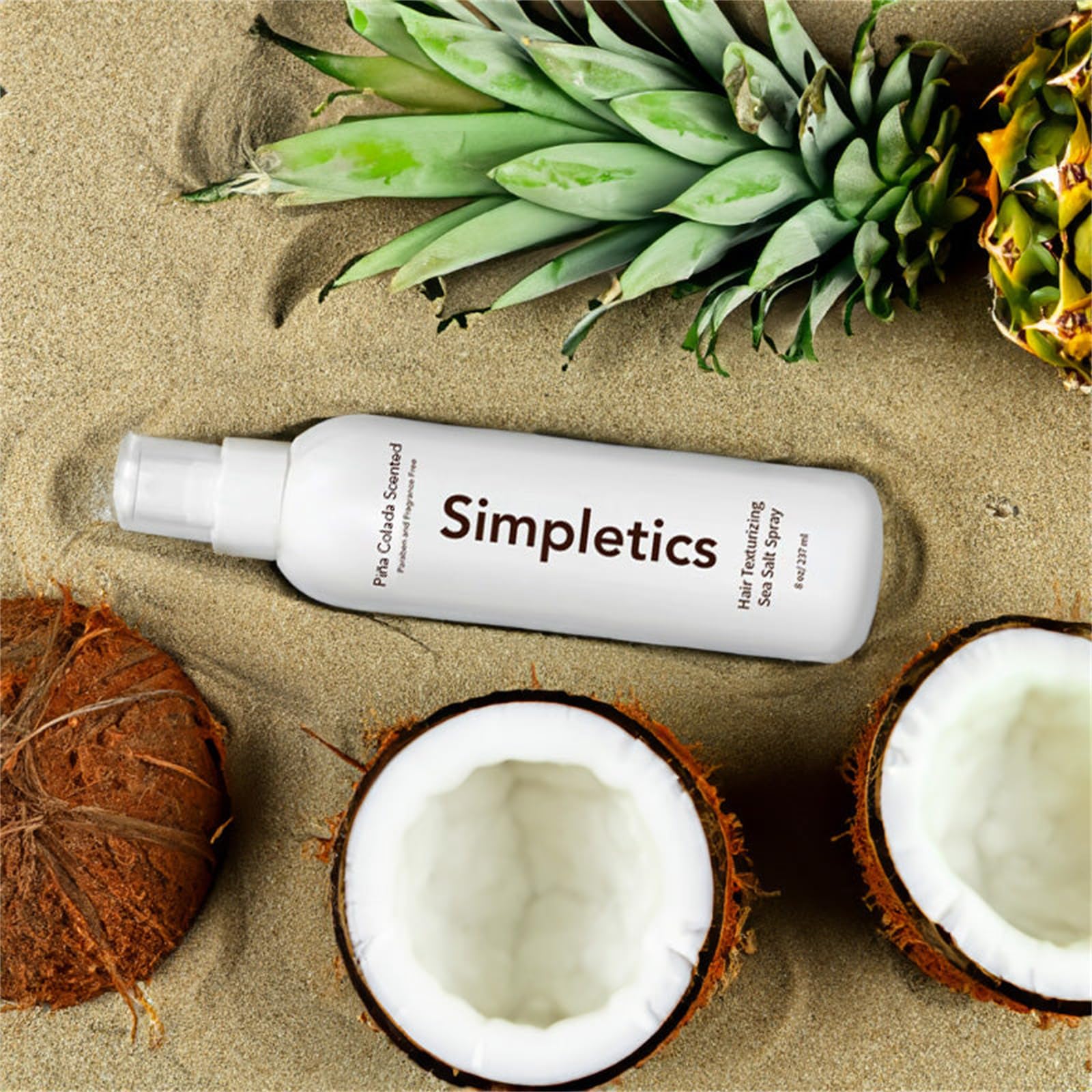 Spray au sel de mer Simpletics, Spray au sel de mer texturisant à la vanille Simpletics, Spray au sel de mer Piña Colada, Spray au sel de mer au bois de santal, Spray au sel de mer pour (Piña Colada)