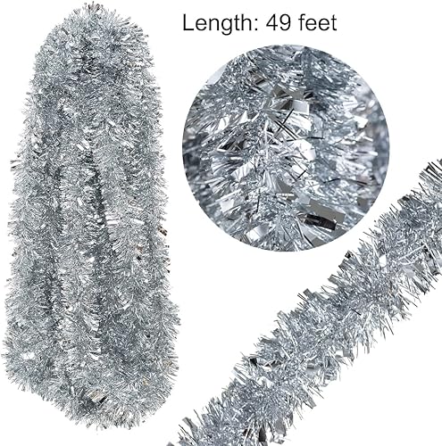 Vista 13 de Crafare Guirnalda metálica dorada de oropel de 40 pies para colgar en el techo para decoración de árbol de Navidad, bodas, suministros de fiesta