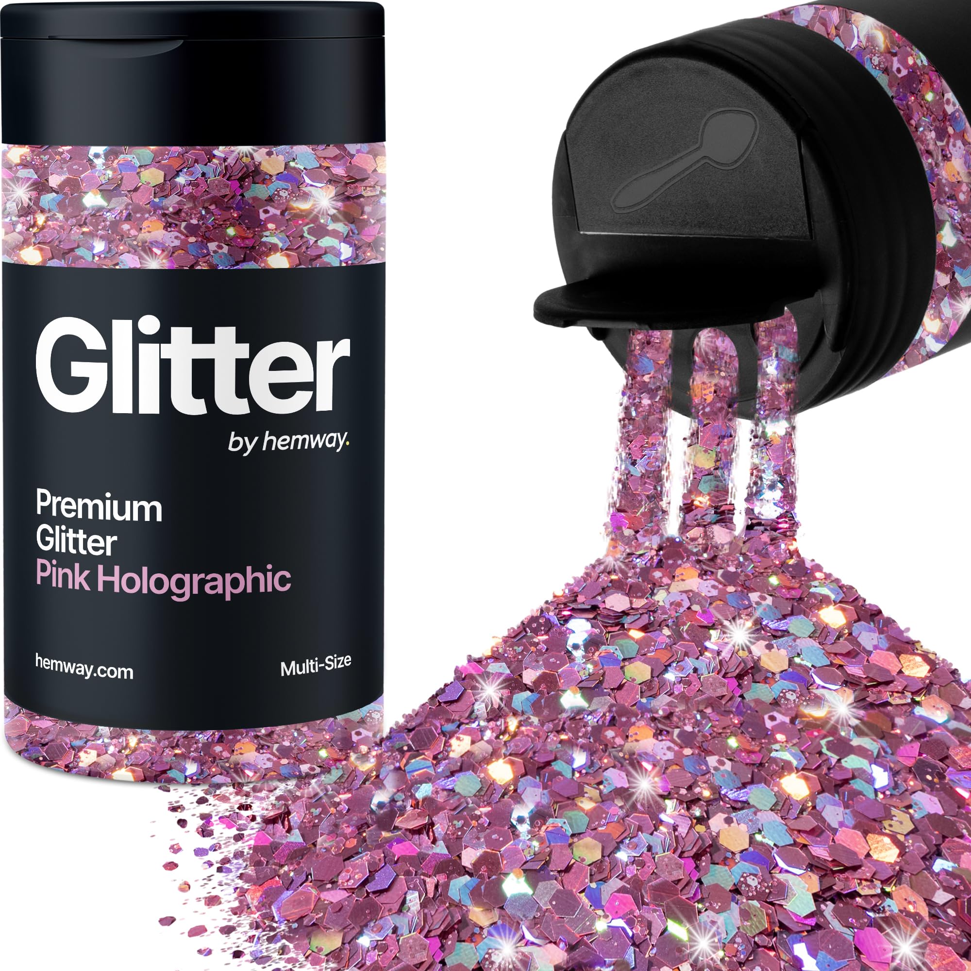 Hemway Pink Holographic Glitter Shaker