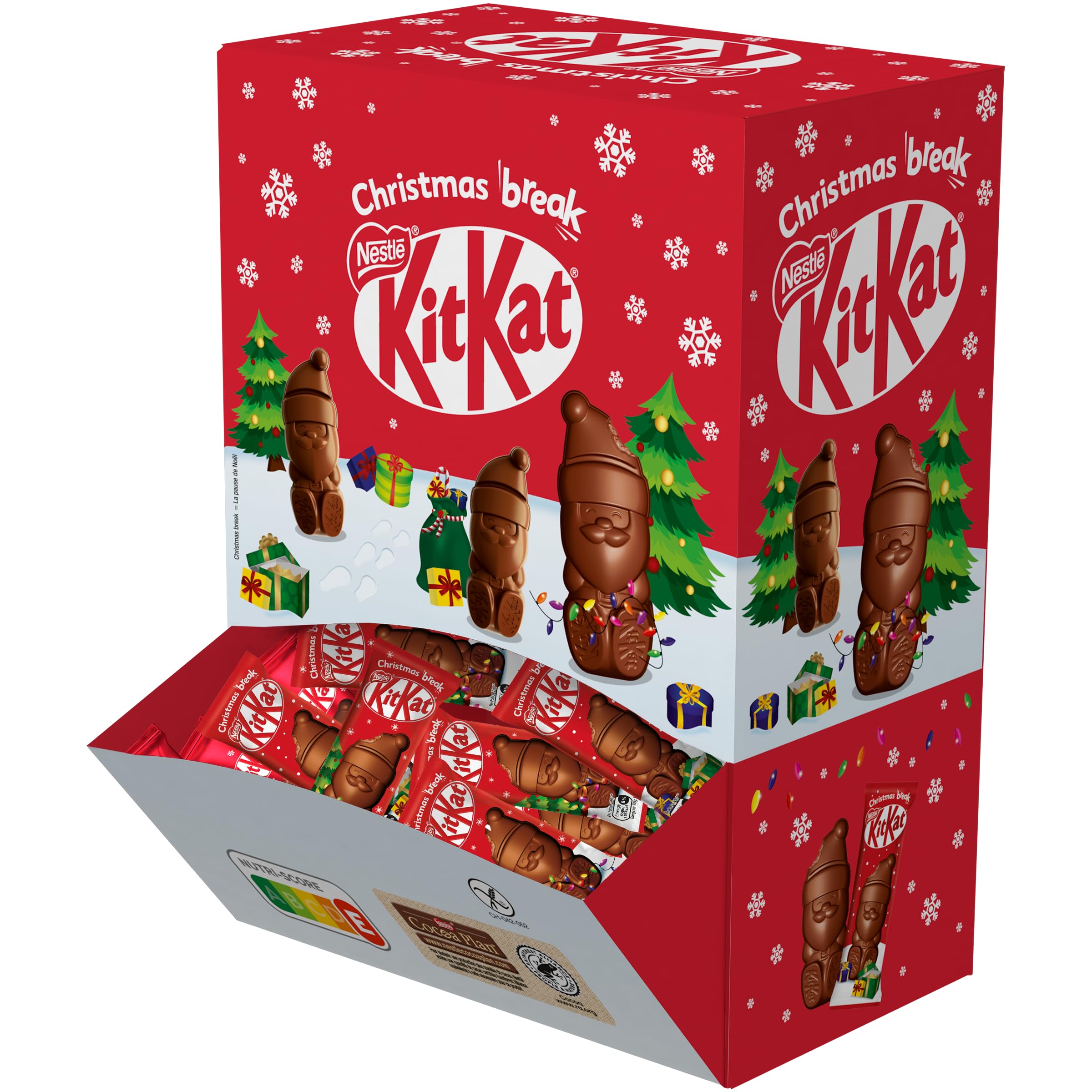 KitKat - Mini Père Noël Chocolat au Lait - Présentoir de Mini Figurines emballées individuellement - 1 kg