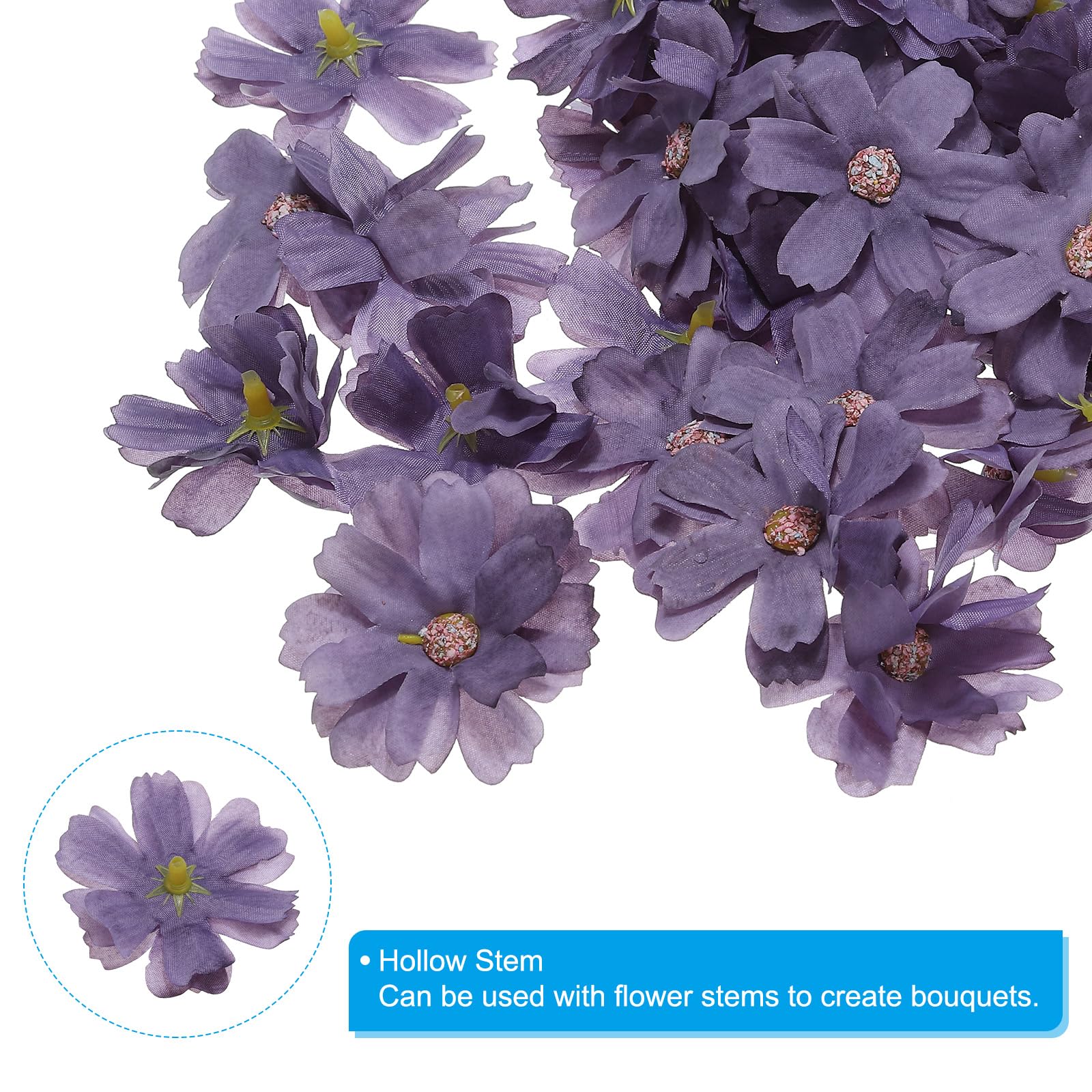 PATIKIL Fake Flower Heads for Crafts 30 Pcs Faux Flower Bulk Mini Artificial Silk Flowers Embellishments Cherry Blossom for Wreath Wedding Party Decoration Purple - Image 4