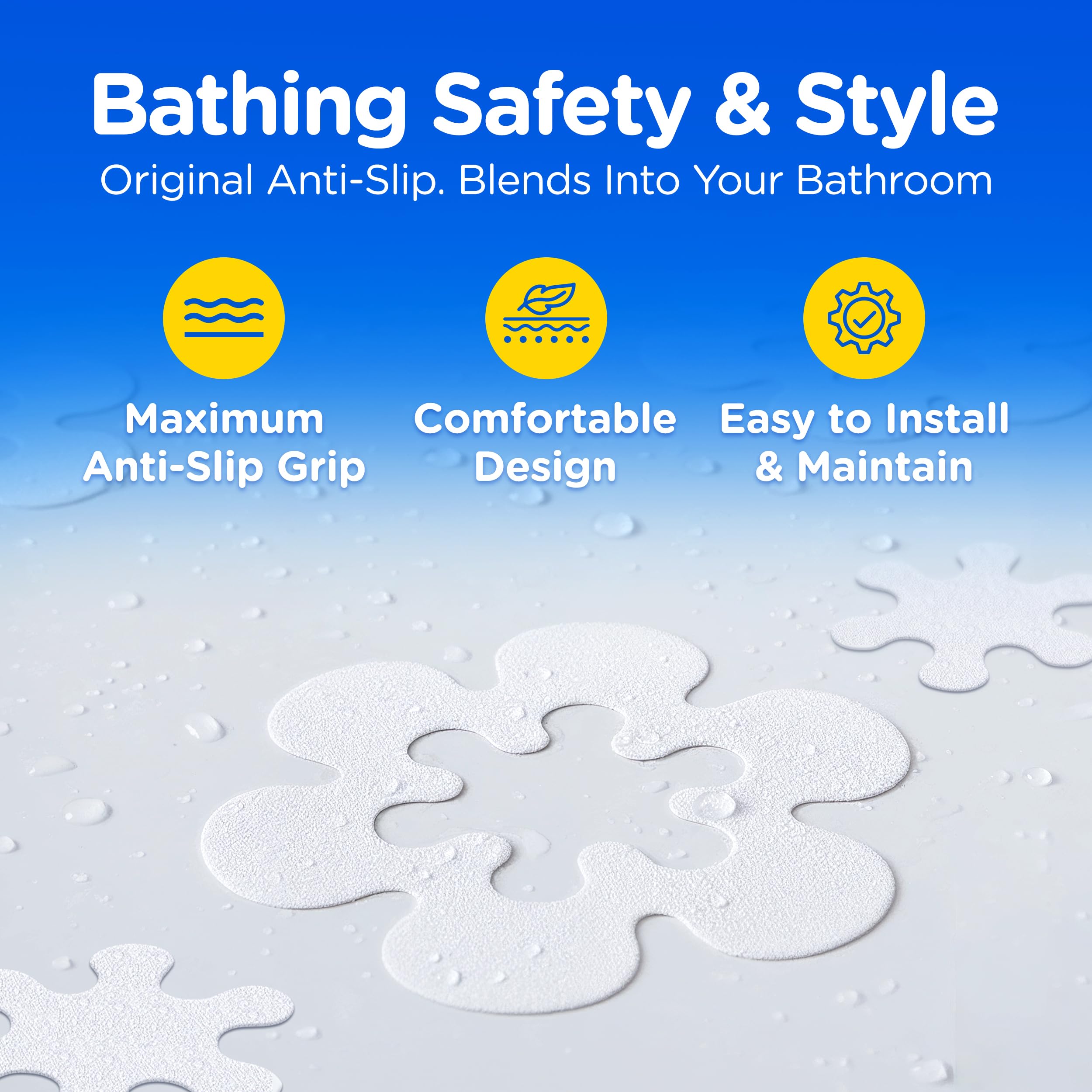 Compac Select Safe T Shapes - Adhesivos para bañera y bañera, diseño antideslizante y funcional, para bañeras, pegatinas de baño para evitar que los niños se deslicen (margaritas grandes, blancas, 14 aplicaciones)