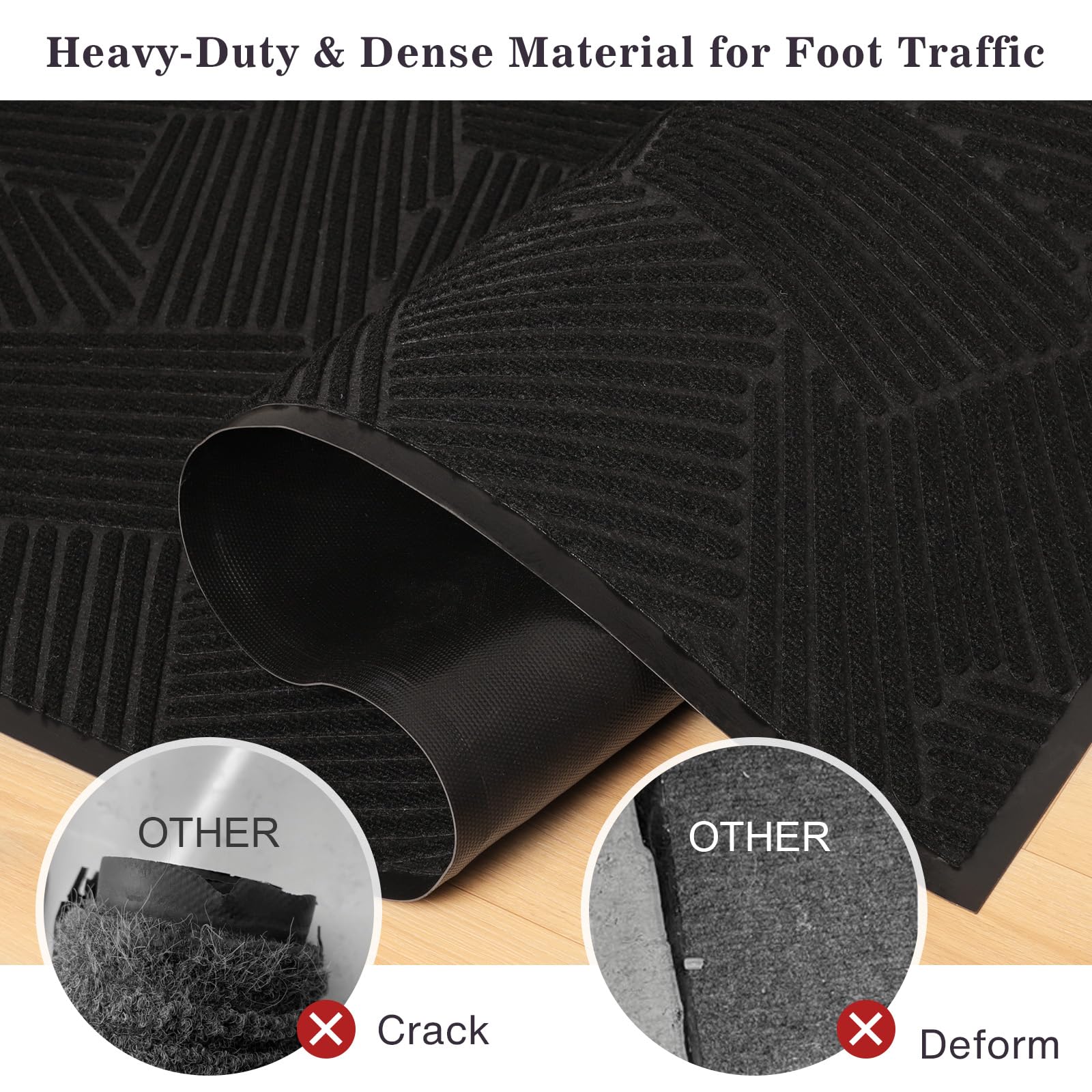 Heavy Duty Front Door Mat - 3' x 10' Black -2 Heavy Duty Front Door Mat - 3' x 10' Black -2