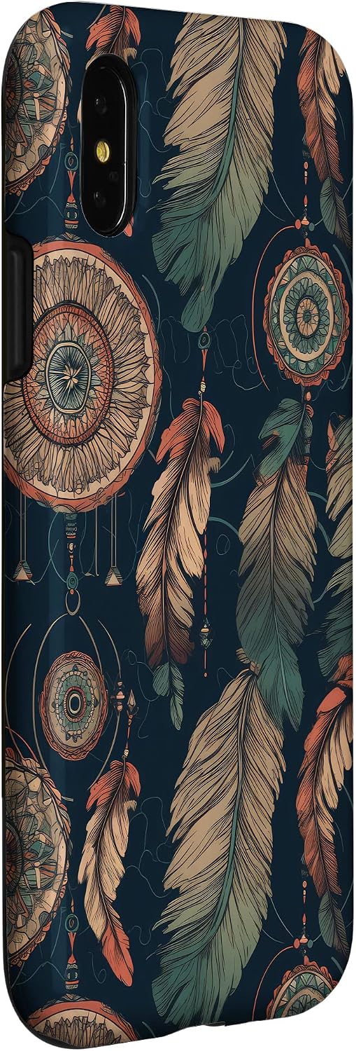 Native American Feathers Aesthetic Dreamcatcher Case for iPhone X/XS