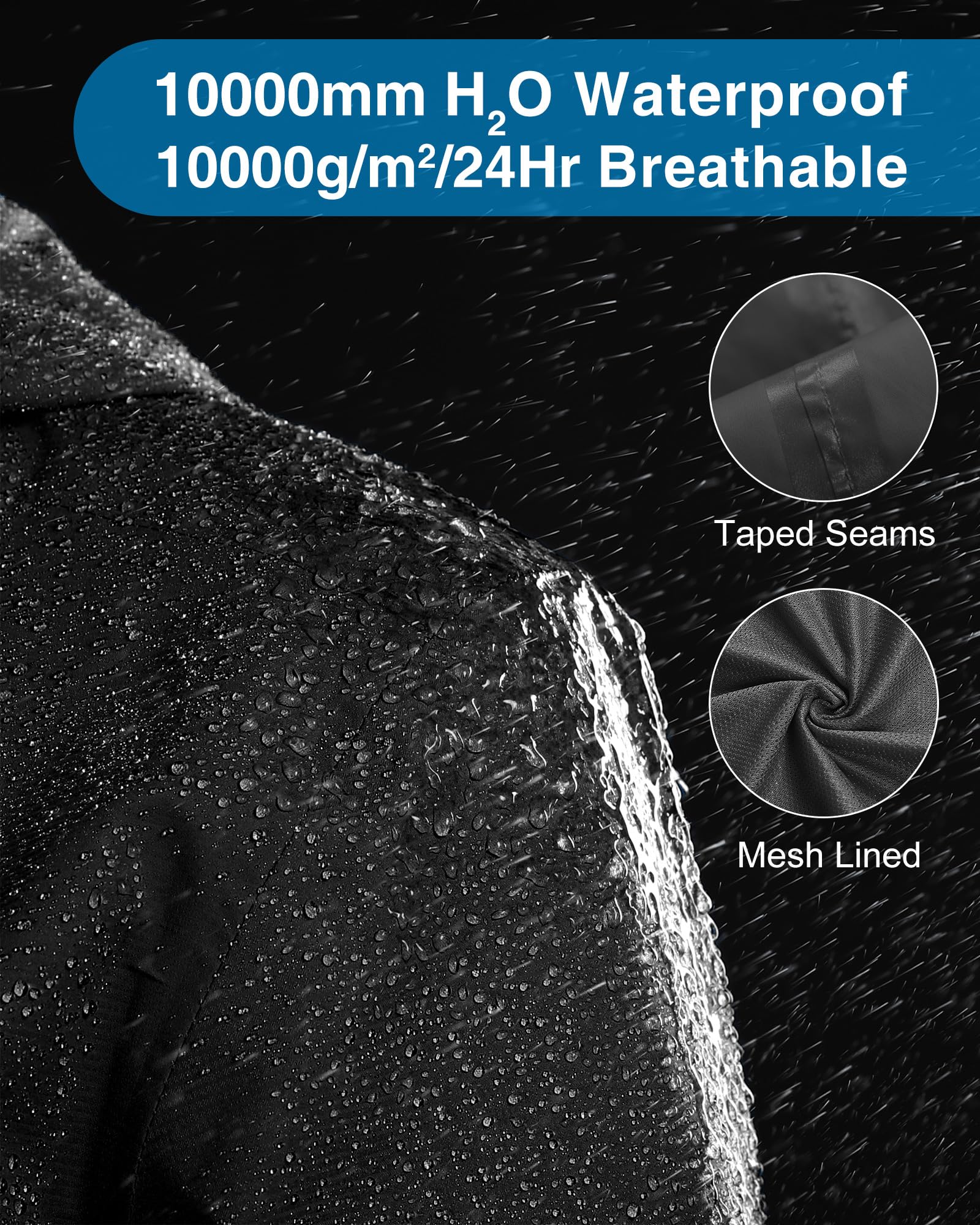 33,000ft Veste de pluie Femmes, imperméable imperméable léger avec manteau respirant emballable à capuche idéal pour la course à pied et à la randonnée(Noir-M)