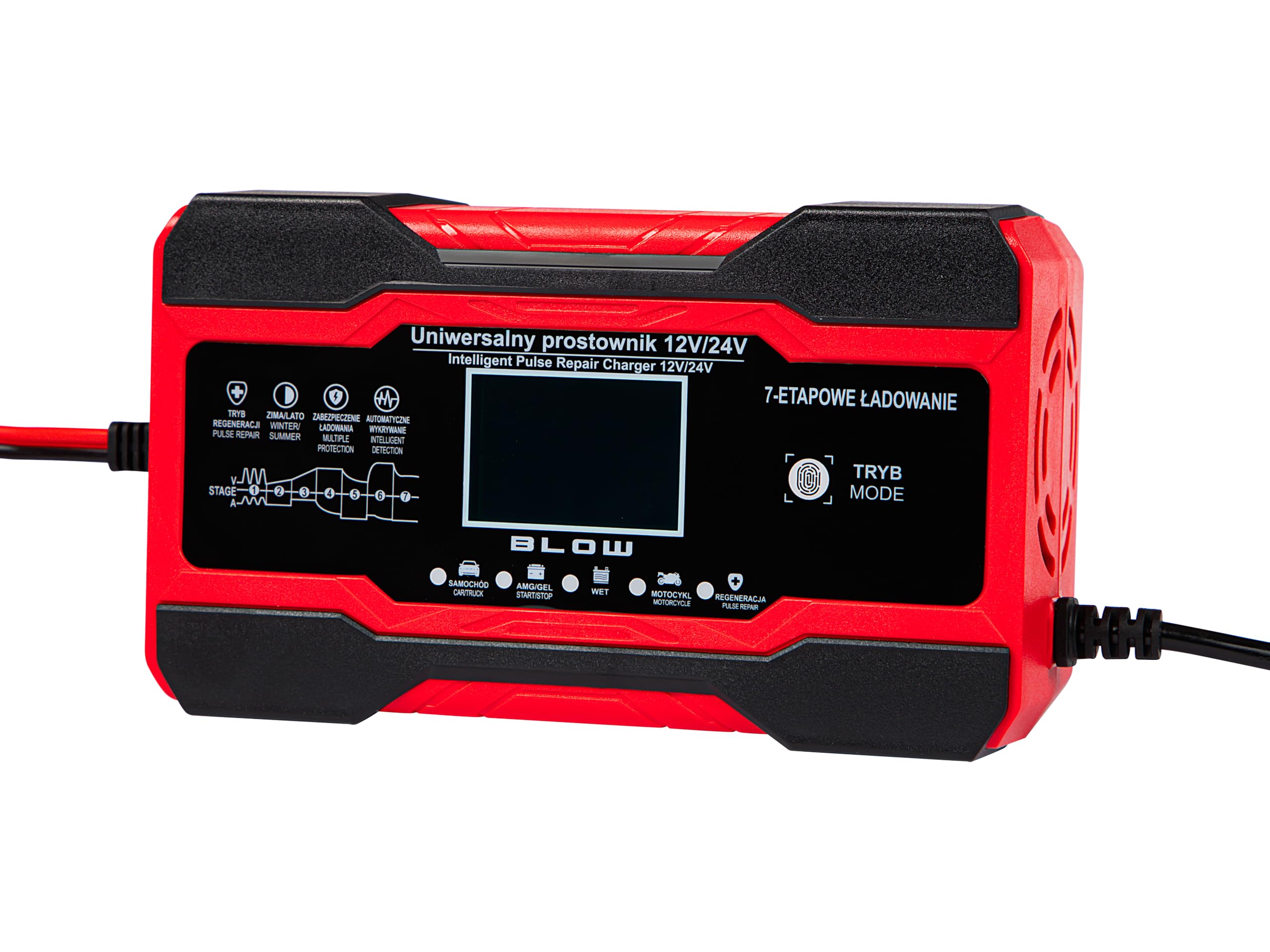 BLOW AUTOMATYCZNY INTELIGENTNY PROSTOWNIK ŁADOWARKA AKUMULATORA LCD 24V 12V 10A