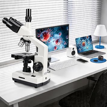 SWIFT SW320T Trinocular Microscope 40x-5000x - Professional Laboratory Microscope with 2MP Camera, Carrying Case, Smartphone Holder & Accessories for Experiments - Metal Housing for Adults & Students