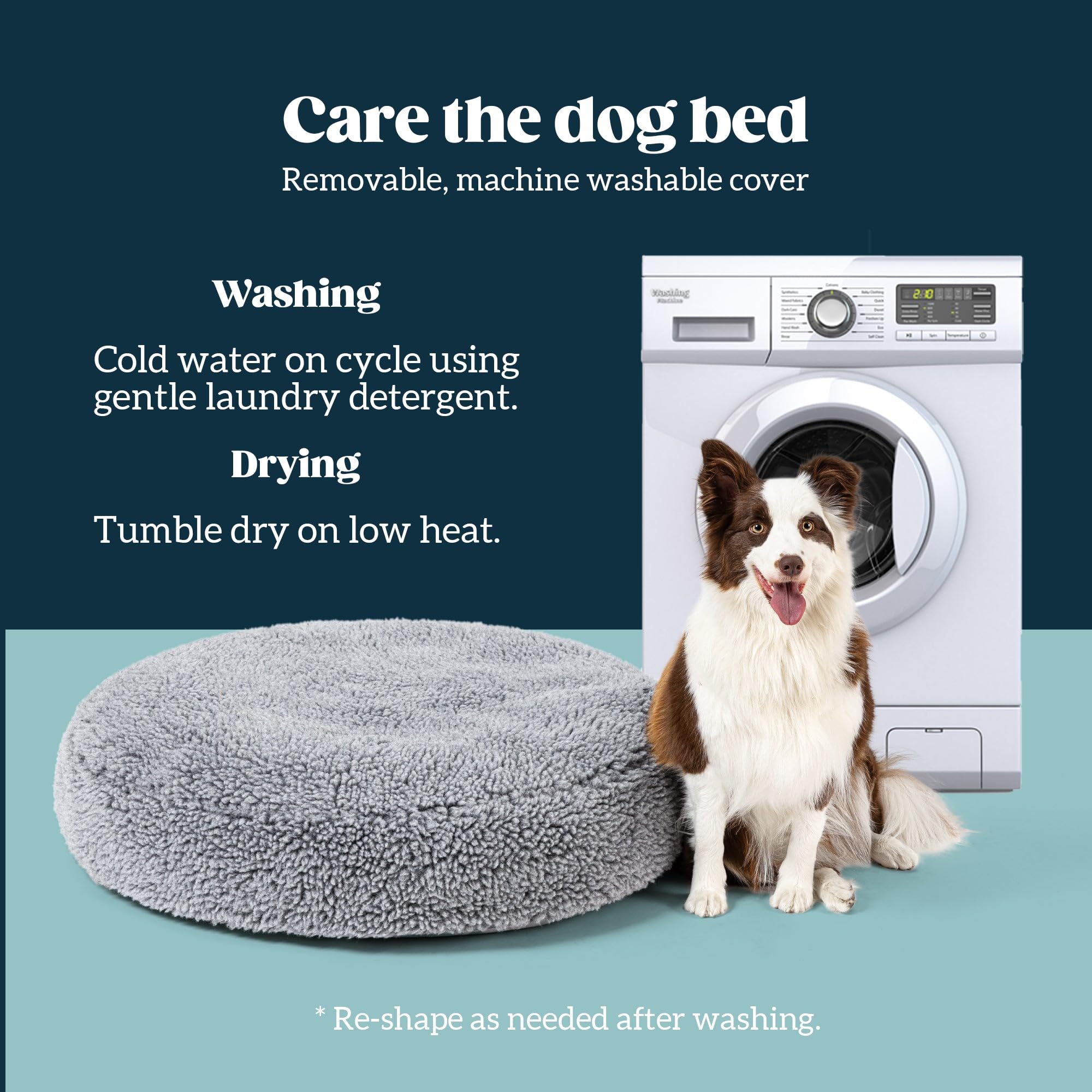 PELZIN Stoutwool Indestructible Dog Bed - Round Chew Proof Dog Bed - Fluffy Pillow Bed for Aggressive Chewers - Durable - Washable - Ideal for Small Dog Breeds - 25", Charcoal - image 6