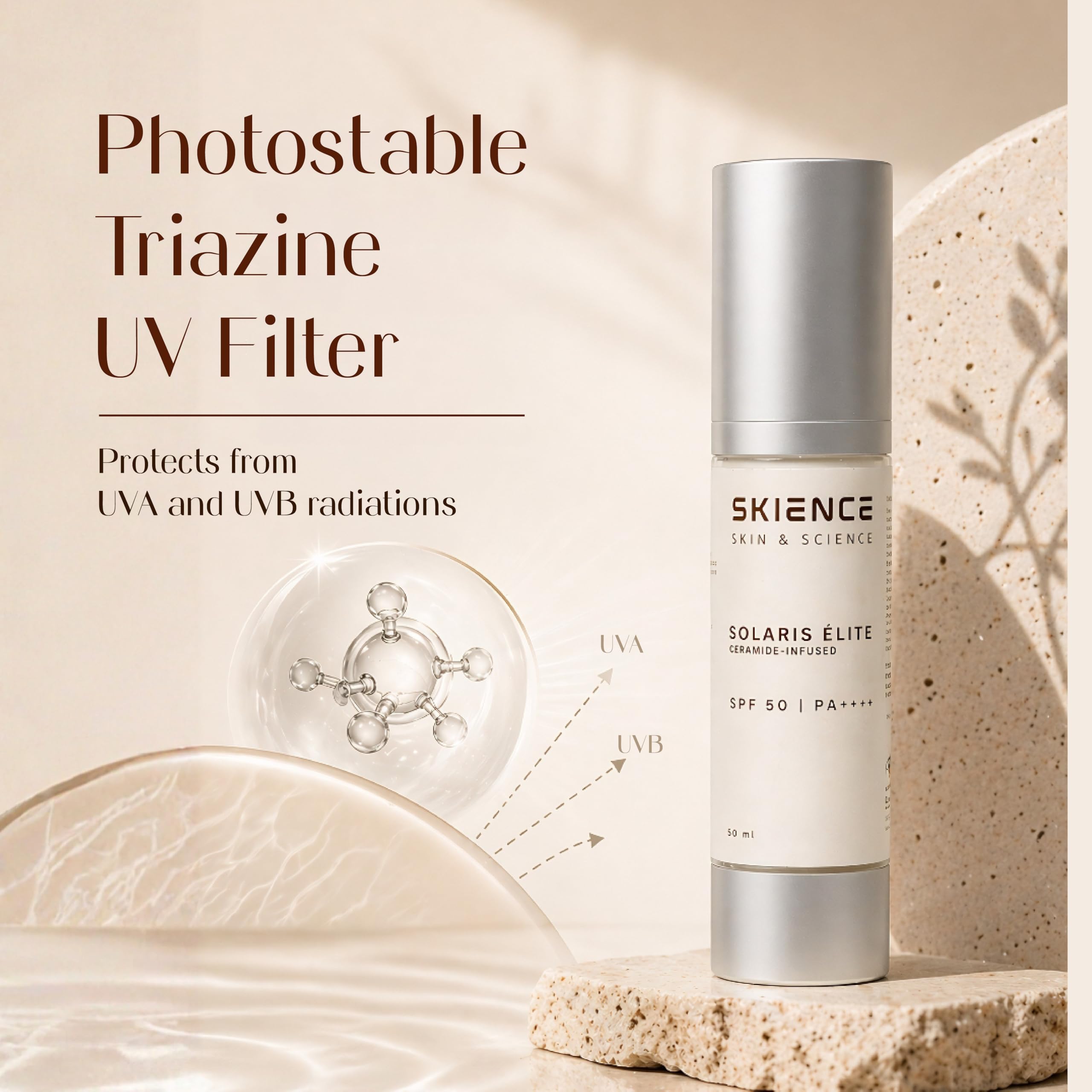 SKIENCE Solaris Élite SPF 50+ PA++++ | Ceramide-Infused Ultra-Broad Spectrum Sunscreen | Photostable UVA/UVB Protection | No White Cast | 50 ml 4