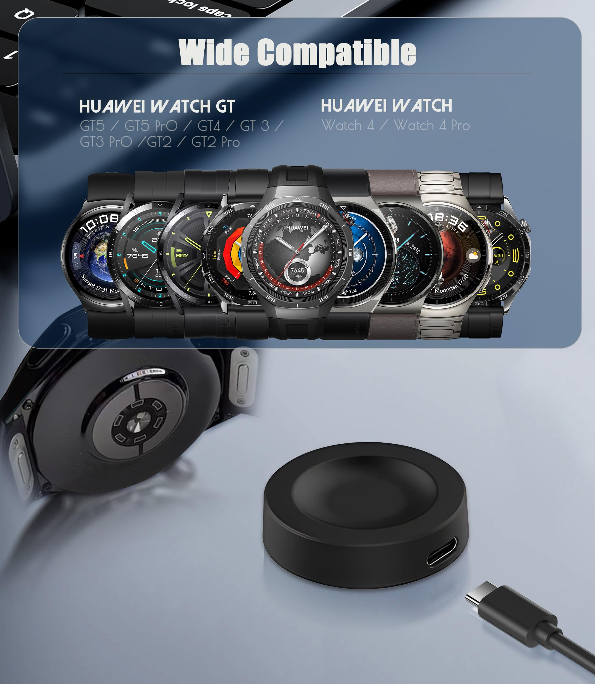 Caricatore USB Per Huawei Watch - Compatibile Con GT5 Pro, GT4, GT3, GT2 Pro, Watch 4/3, Cavo 100cm - Foto 8