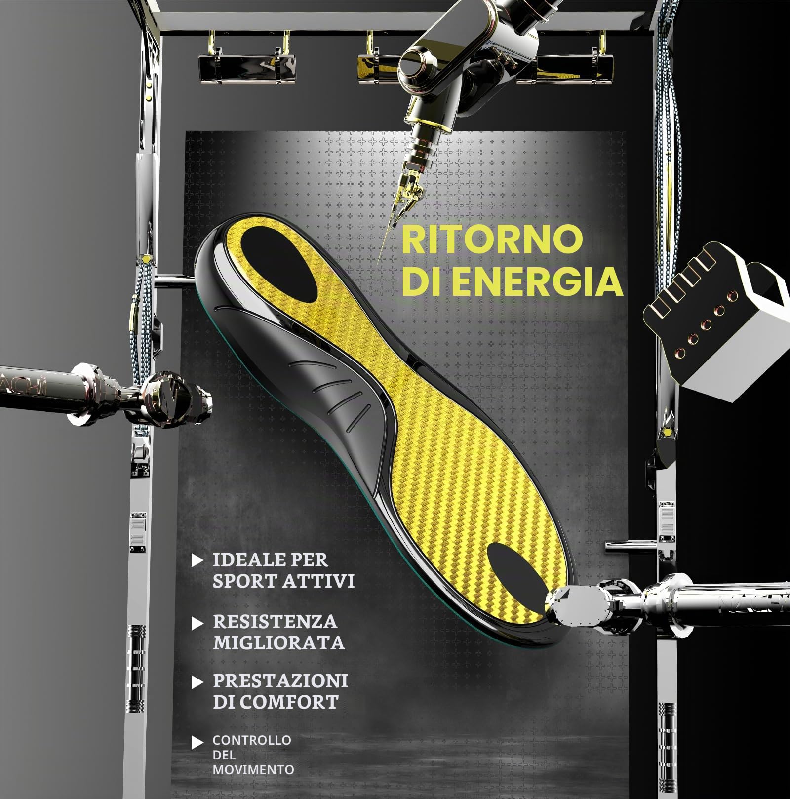 Solette in fibra di carbonio con supporto arco plantare, suola ammortizzante per lo sport attivo, ritorno energia e protezione lesioni, non per scarpe con tacchi o strette