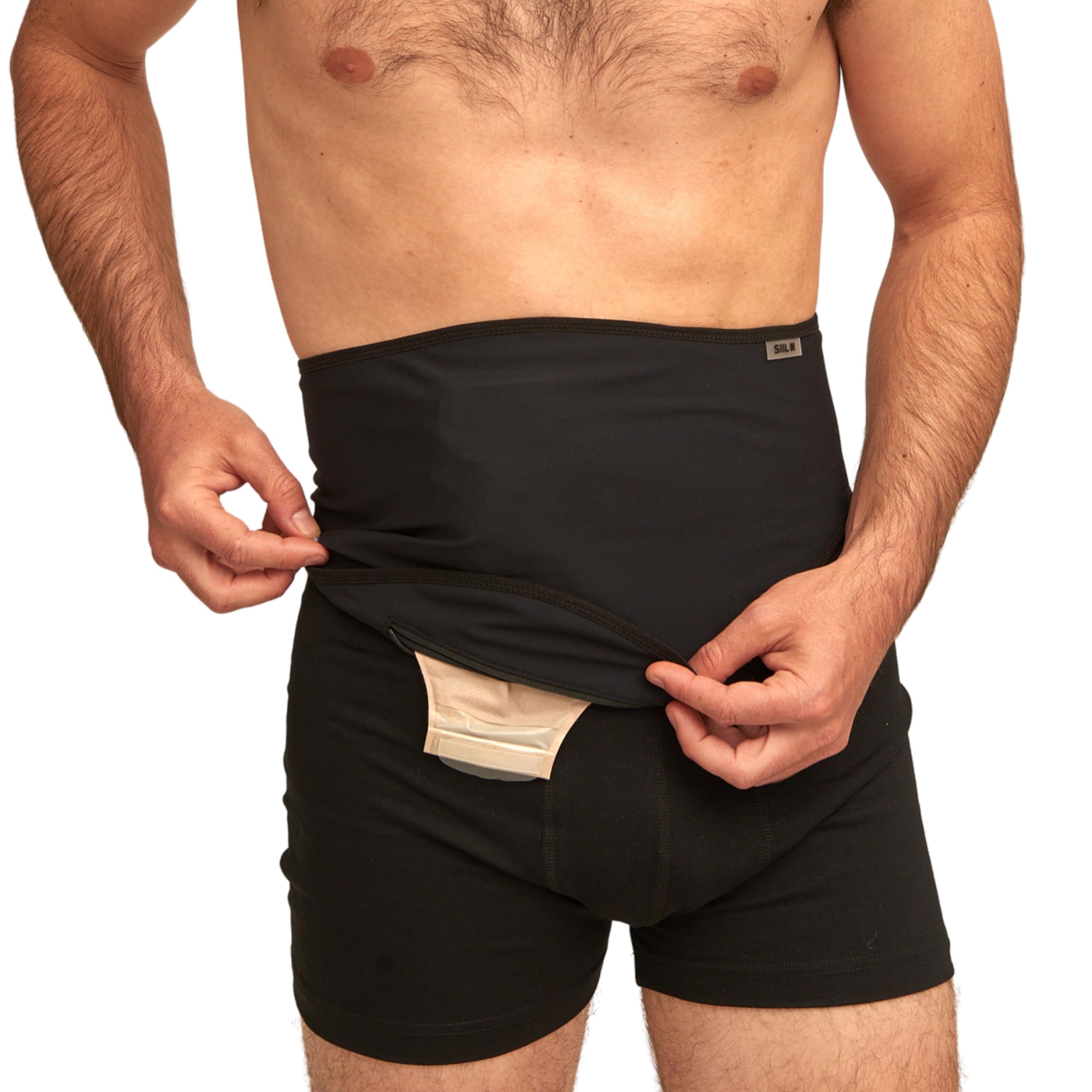SIIL Cintura per stomia Nero Ostomy | Cintura di Supporto per stomia | Sport e Nuoto | Copri Sacca per stomia | Tasca Interna per Contenere la Sacca per stomia