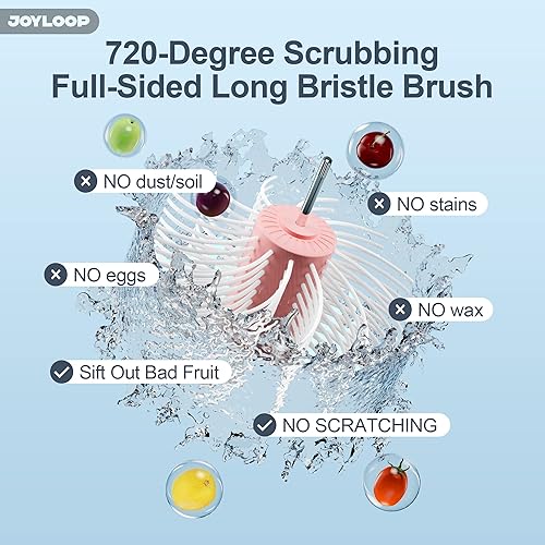 Miniatura 4 de JOYMOOP Joyloop - Limpiador de frutas con cepillo, limpiador de frutas con cuenco de lavado de frutas, limpiador de frutas y ensaladas con cuenco