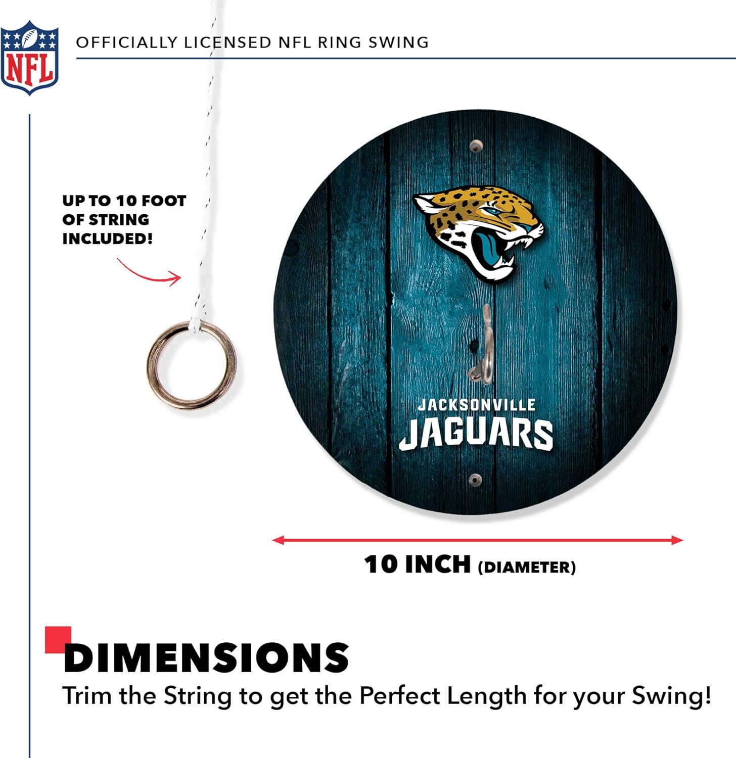 Solid Wood NFL Hook & Ring Toss Set with Direct Print HD Team Graphics – Easy Hang Hook and Ring Toss Target – Great Gift for Any Football Fan! Ring Toss Family Game for a Game Room, bar or Garage!