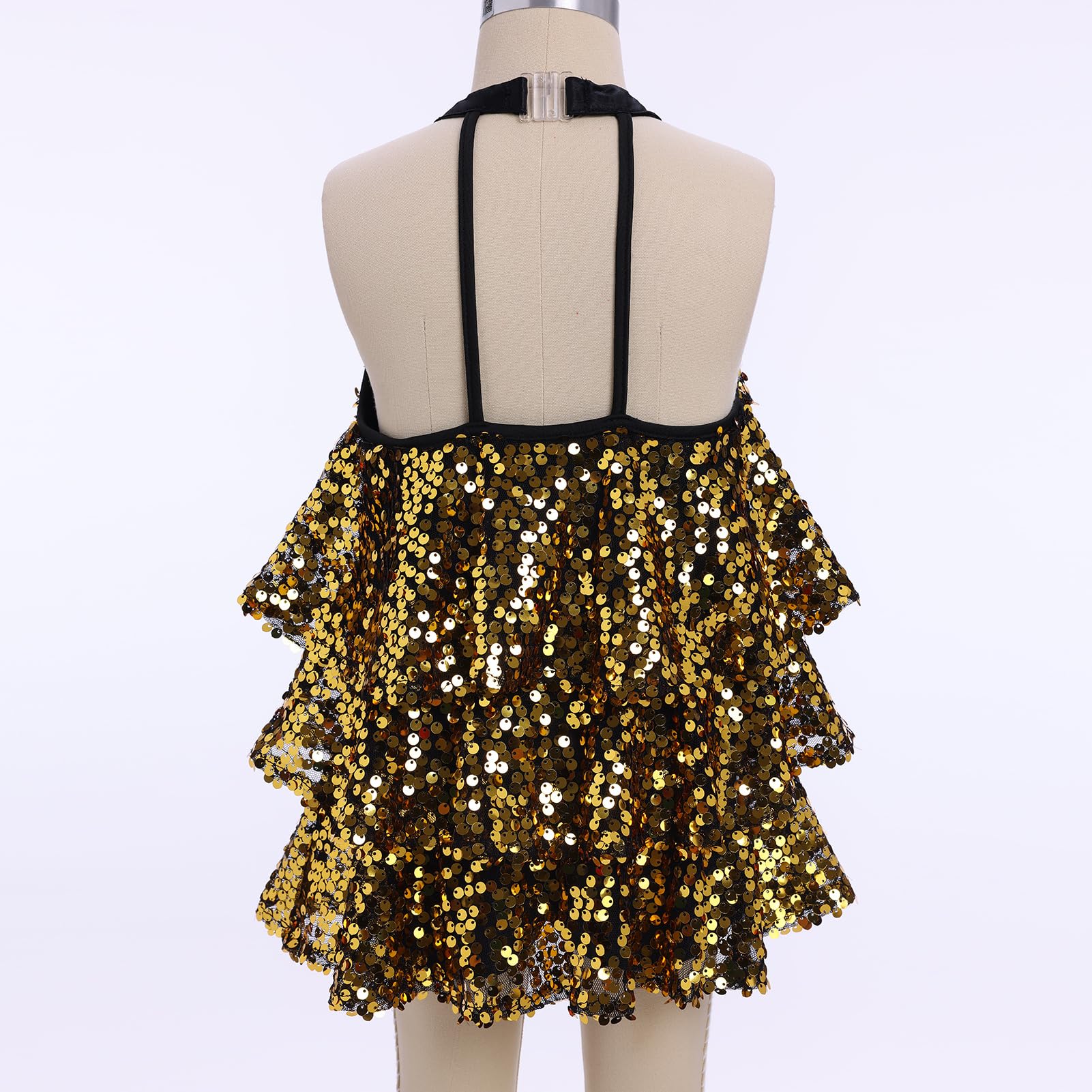 OMEWEE Robe de danse latine à paillettes pour fille, tenue de danse, jazz, hip-hop, deux pièces, tenue de danse pailletée, tenue de bal, fête, robe scintillante avec short