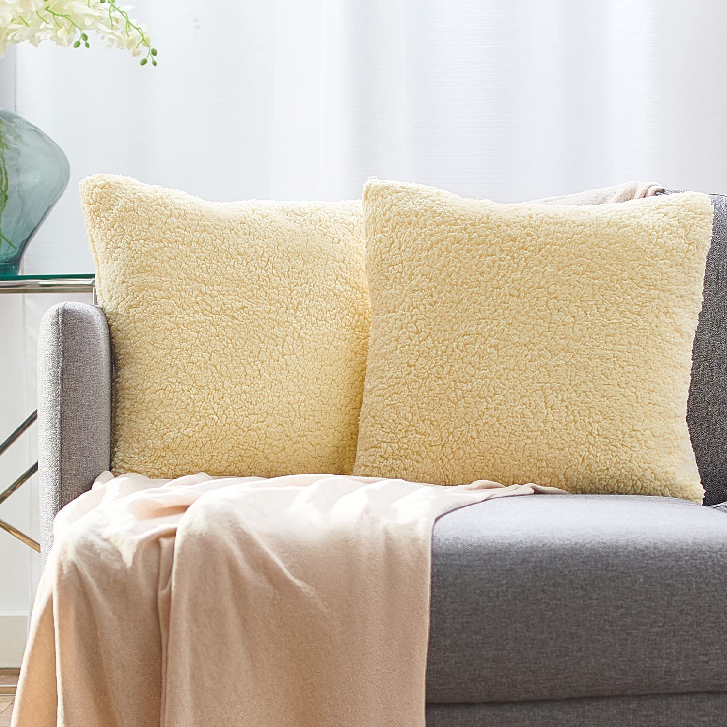 Sherpa Square Cushion Cover Pillow Case 