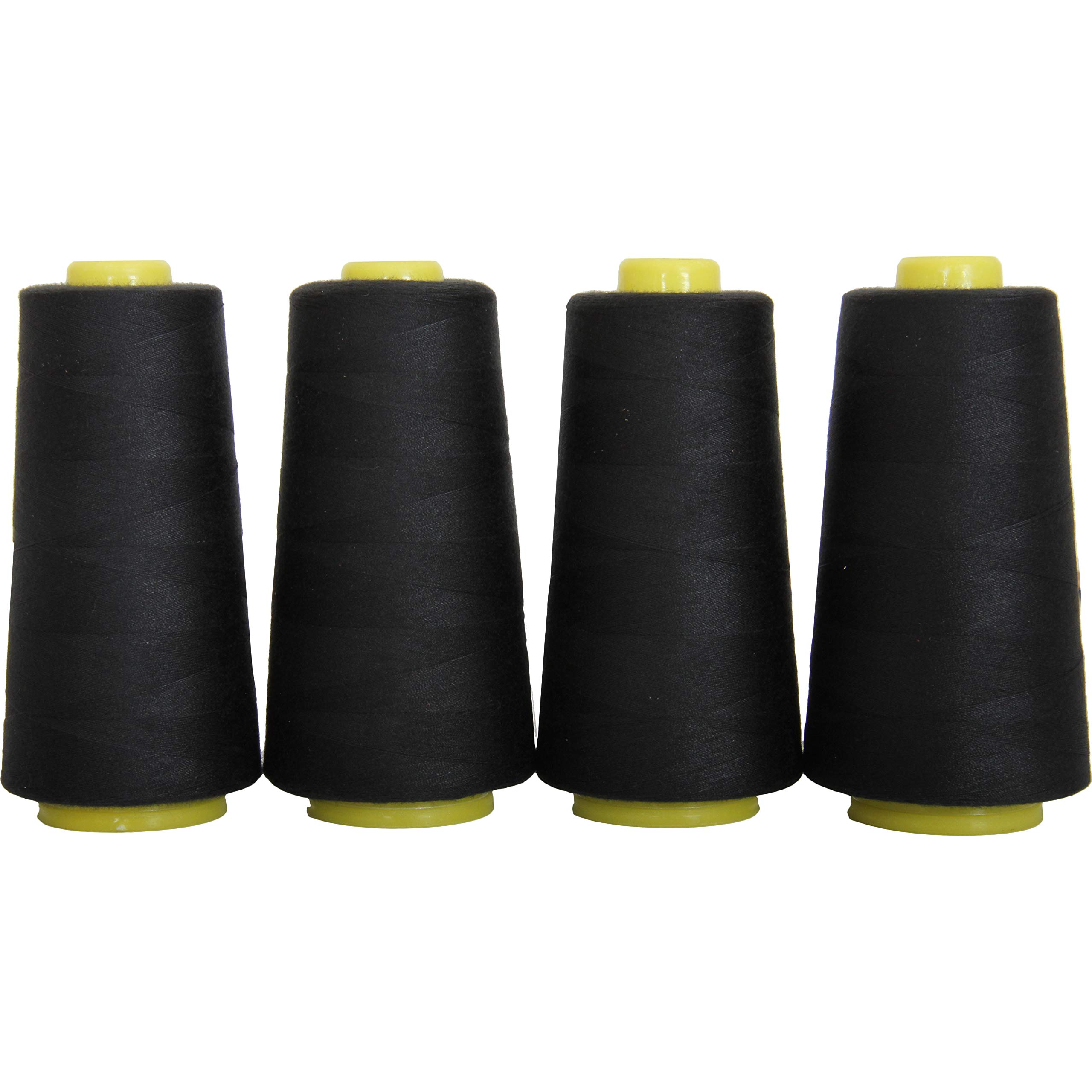 Threadart Polyester Serger Thread - 2750 yds 40/2 - Black - 56 Colors Available - 4 Cone Bundle Pack