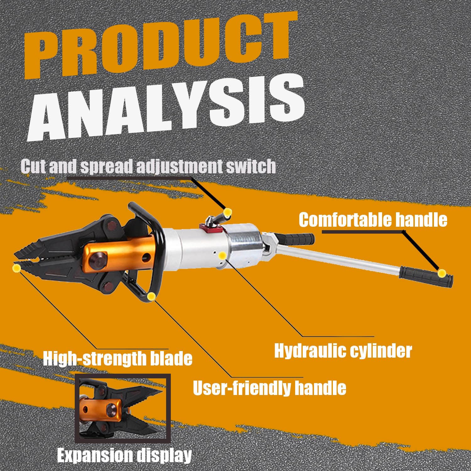 Hydrauliczne szczypce rozszerzające, obracane o 360° narzędzie do cięcia i rozprzestrzeniania wypadków drogowych, trzęsień ziemi i katastrof, przenośny sprzęt ratunkowy