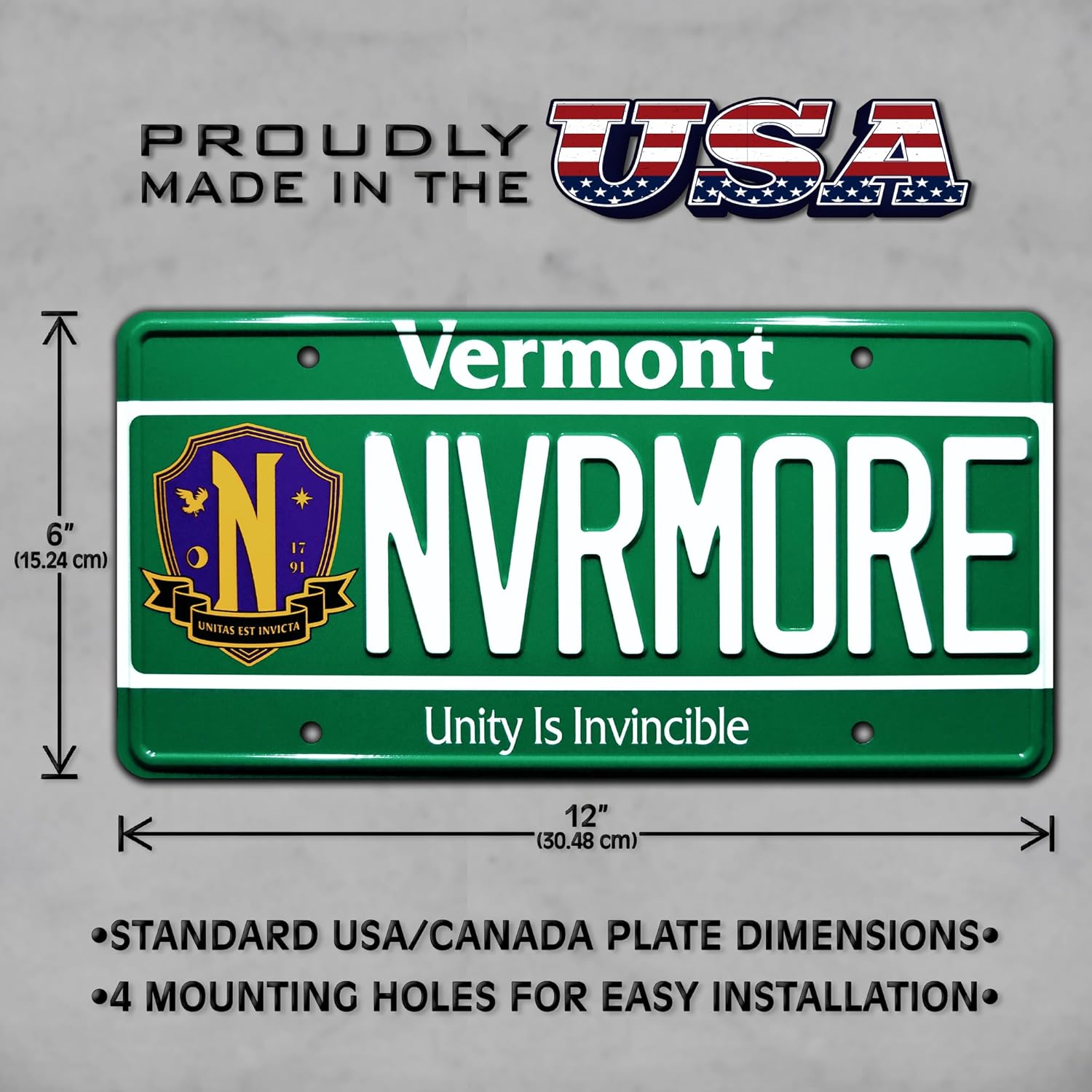 Celebrity Machines | Wednesday | Nevermore Academy | Vanity Plate, Stamped Aluminum, Metal Decorative Tag, Corrosion Resistant, Quality Novelty Sign, Wall Decoration, Wall Hanging