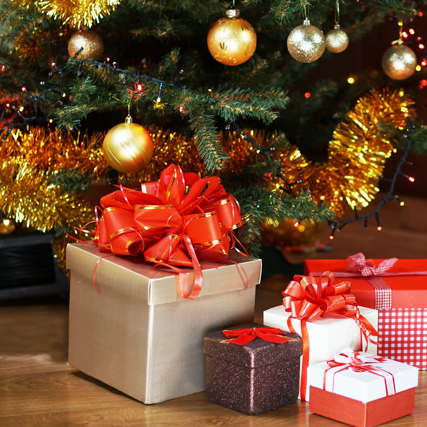 Guirnalda de espumillón para Navidad, Guirnalda de oropel navideña de 7 Colores, árbol de Navidad(14)