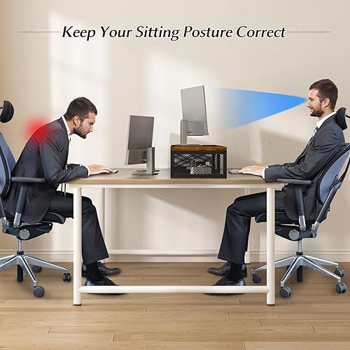 Miniatura 3 de EnHomee Soporte para monitor de computadora de 55.2 pulgadas, estante de escritorio para monitores de 3 x 23 pulgadas, computadora portátil, PC,