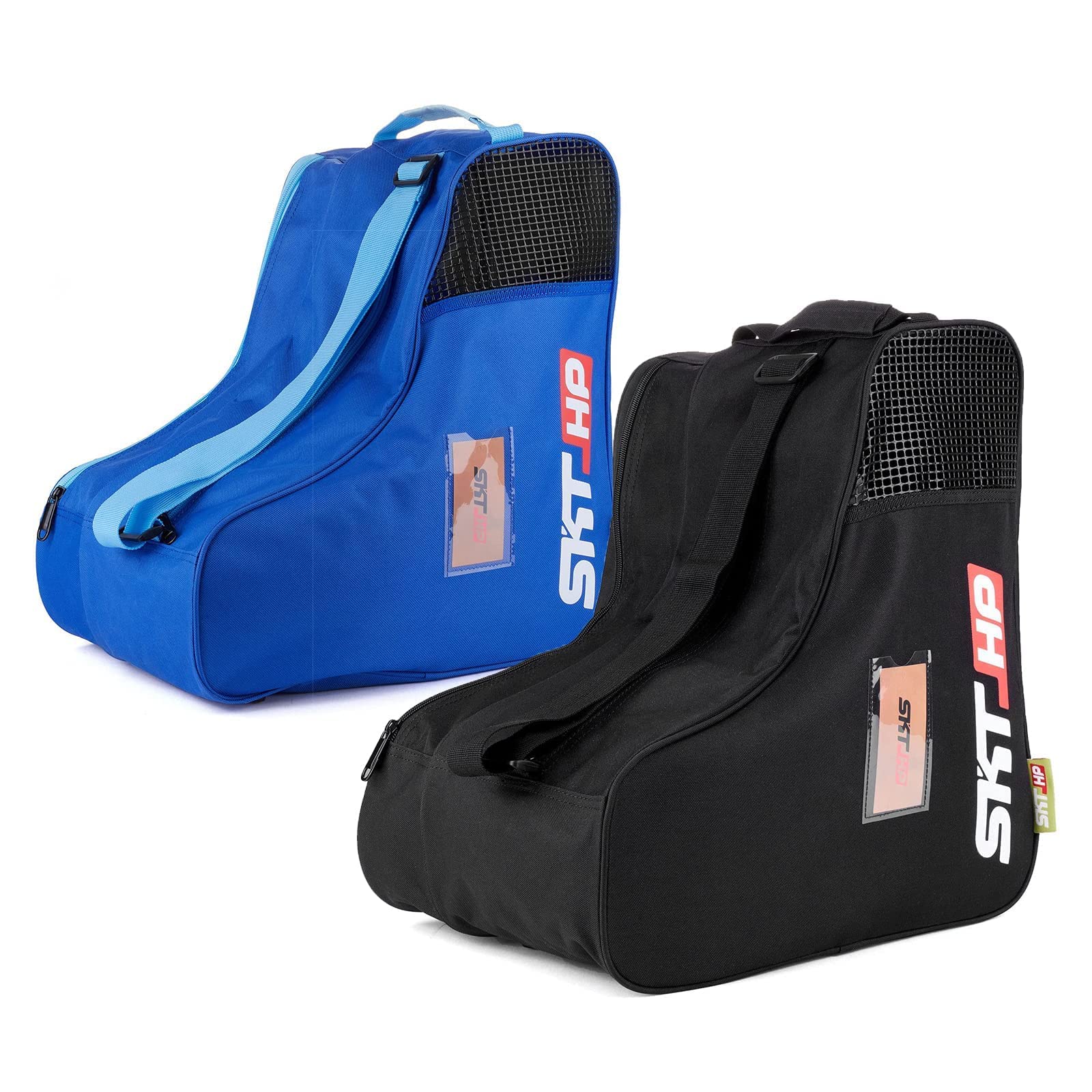 Roller Skate Bag 2 Pack with Adjustable Shoulder Strap for Kids And Adults to Hold Inline Skates Roller Skates Knee pads Helmets Black and Blue