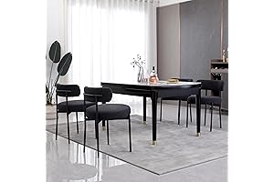 Black Dining Chairs Set of 4 - Upholstered Boucle Dining Chairs