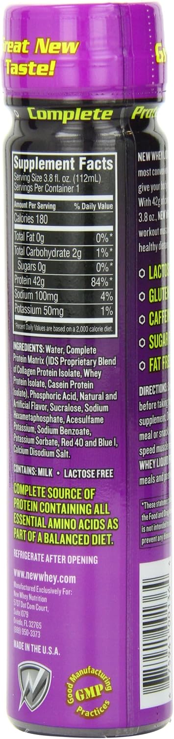 New Whey 42 Grams Complete Liquid Protein Supplement, Grape, 3.8 Ounce (12 Count)