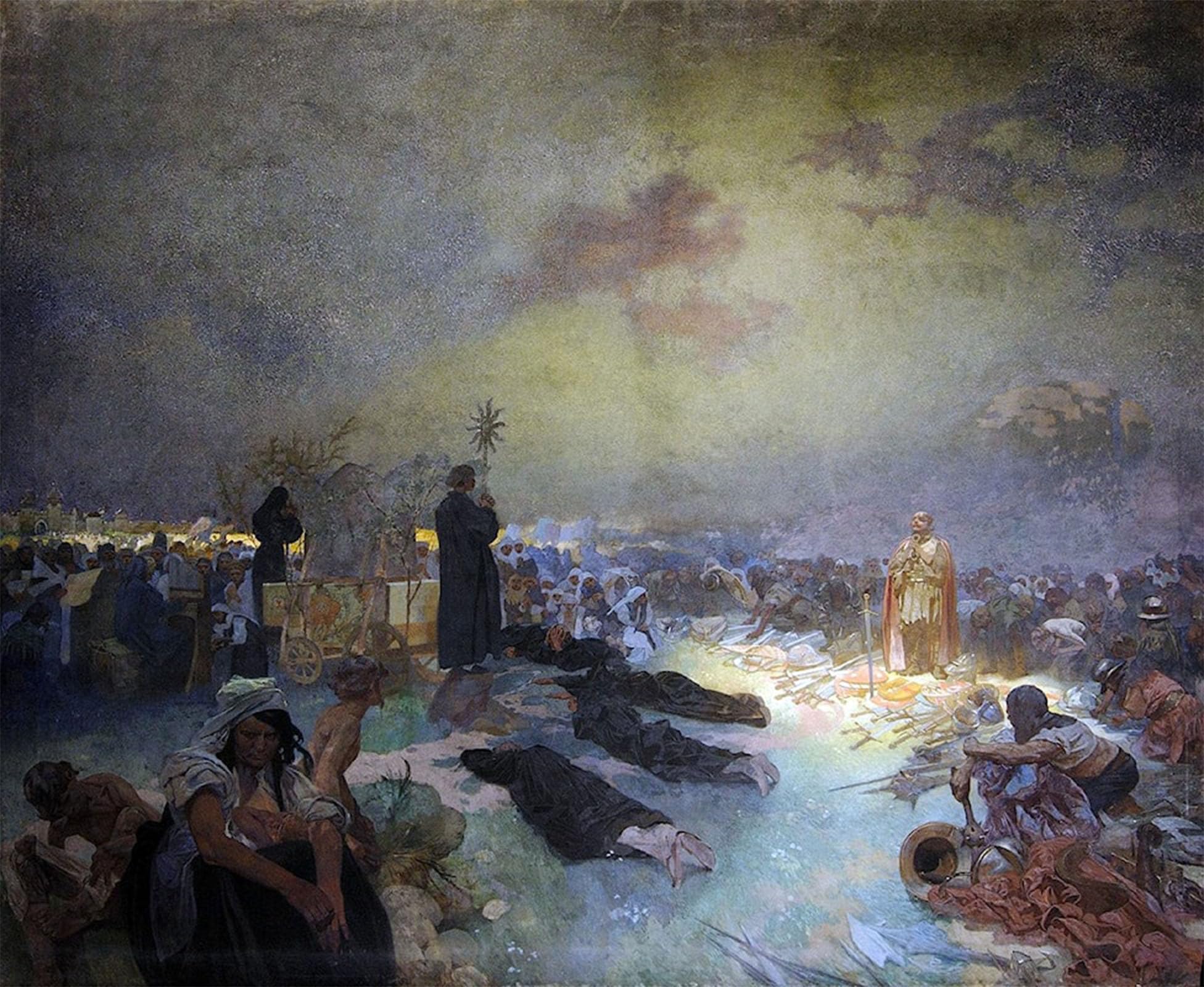 POSTERIIk Famous Print Pop Art Wall Art Graffiti the Slav Epic No. After the Battle of Vítkov by Alphonse Maria Mucha Art Prints for Home Decor 60x90cm
