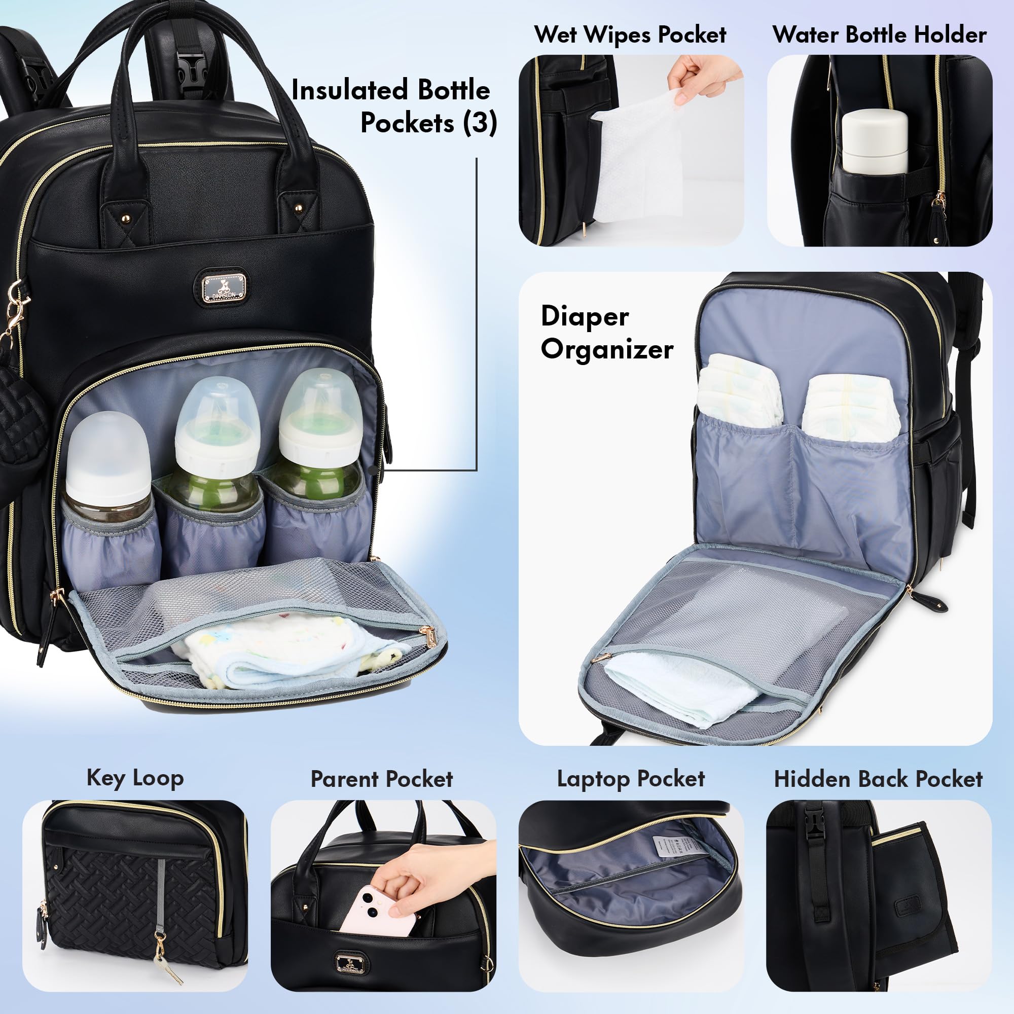 Zaino Fasciatoio Neonato Chickwin | Capiente E Multifunzionale | Blu Navy 28x34x11.5cm
