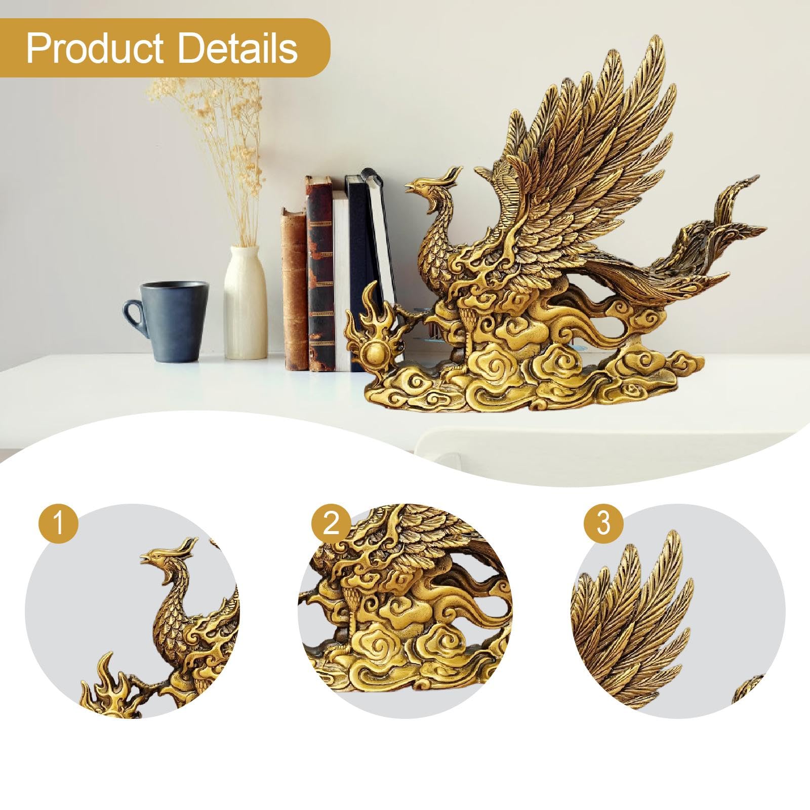 Amazon.co.jp: DeeRace 【フェニックス王像】鳳凰 真鍮 風水 像 置物