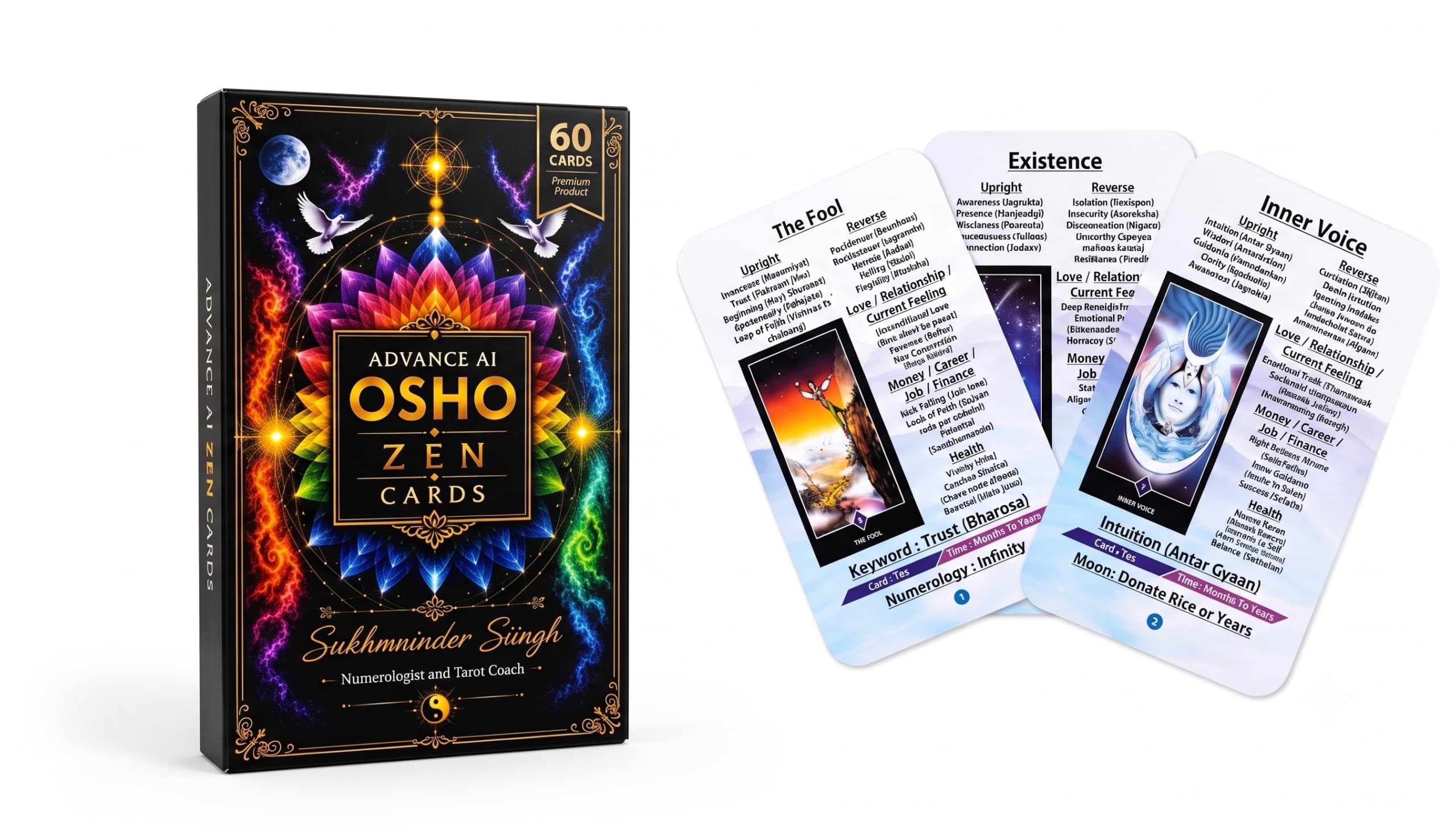 Advance AI Zen Cards, Premium Tarot Card Deck for Beginners