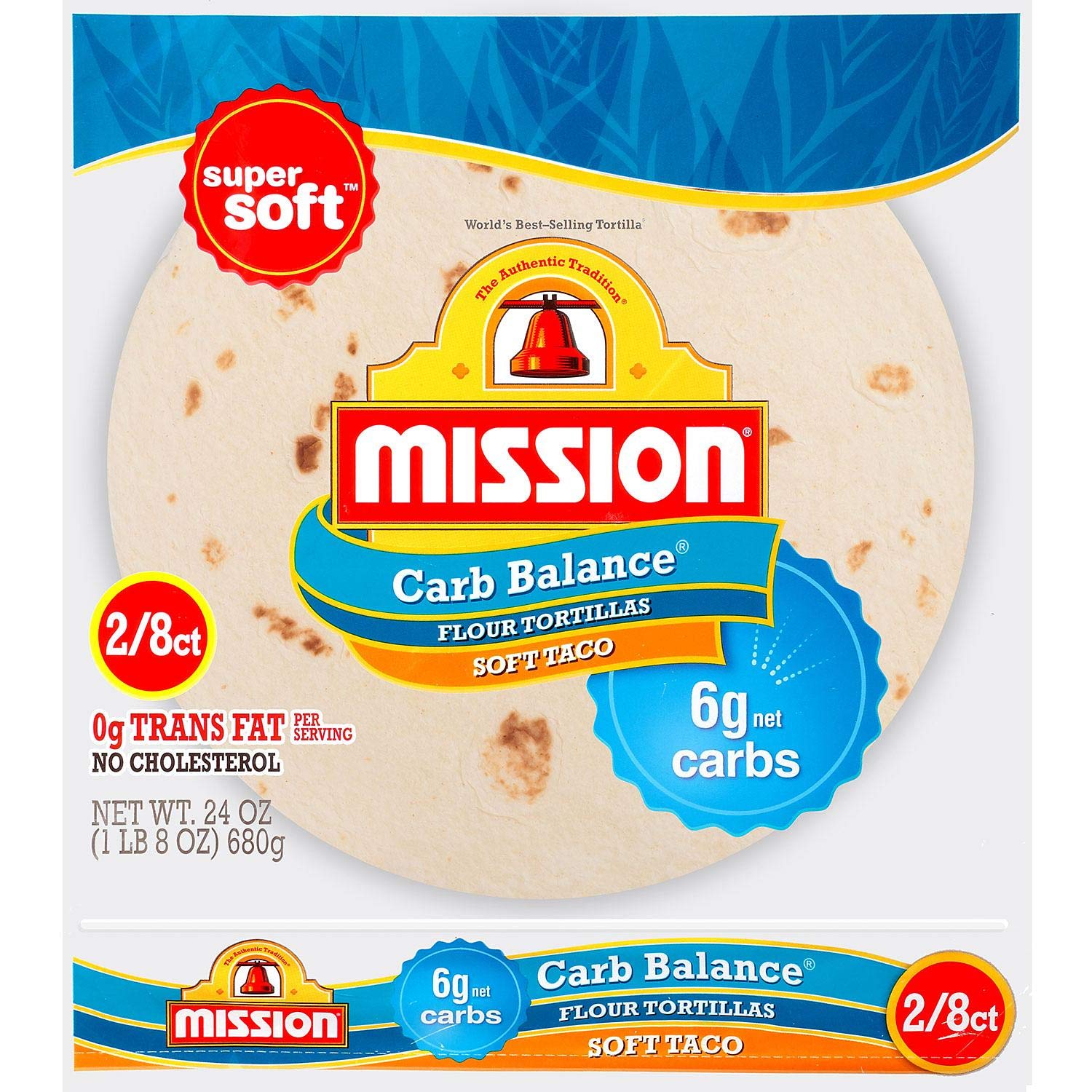 Mission Low Carb Soft Taco Flour Tortilla's 24 oz 2/8 ct Twin Pack - 4g Net Carbs