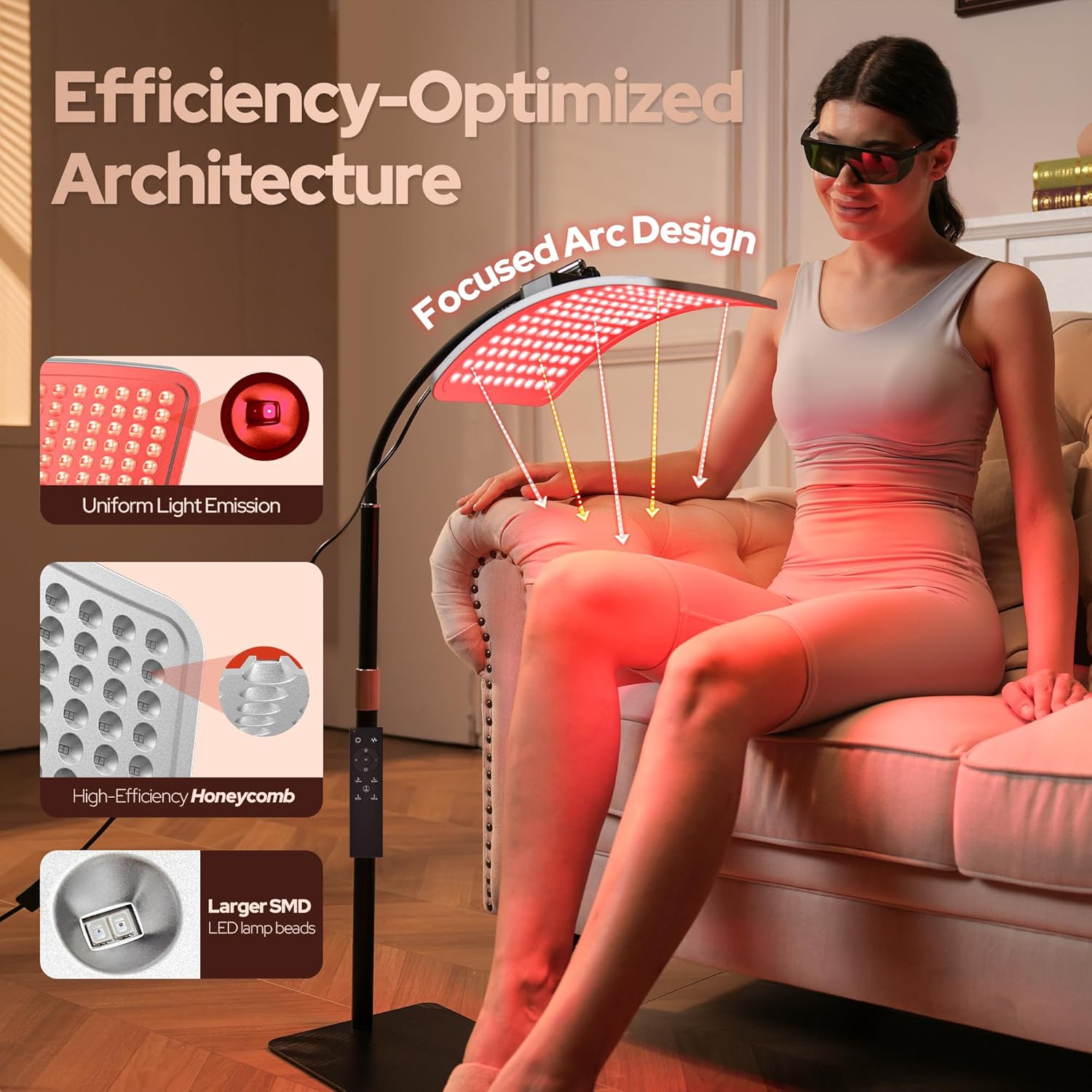 Red Light Therapy for Body and Face, Infrared Red Light Therapy Lamp with Stable Stand, 660nm and 850nm Infrared Pannel with Remote - Image 3