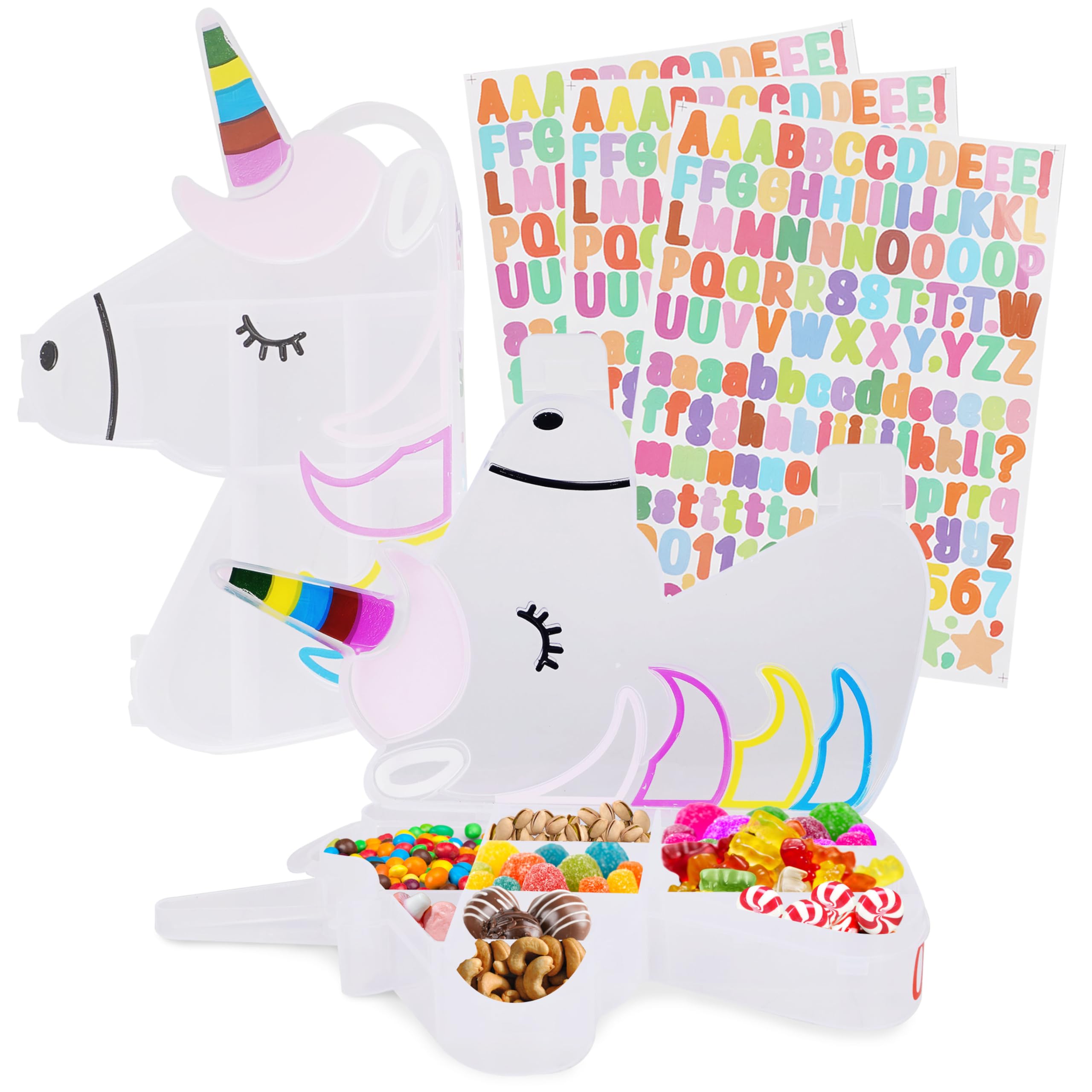 Primo Lines Snack Box Set – 2-Pack Bento Snack Containers with 8 Compartments & Stickers, Portable Food Storage for Kids, Travel, School & Home Use