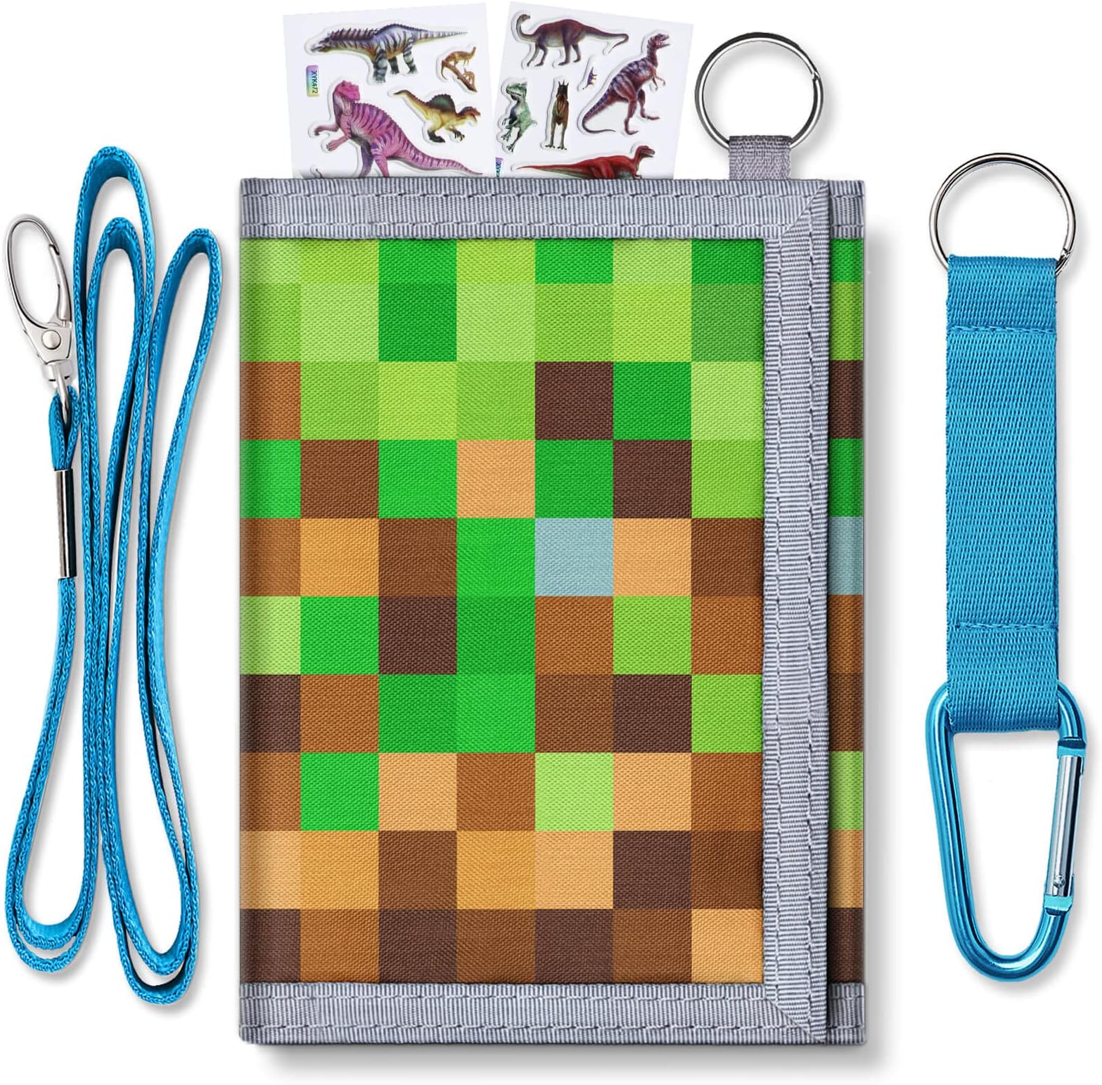LUTFI Miner Themed Wallet, Pixel Bifold Leather Wallet for
