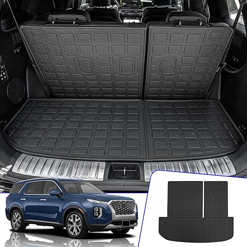 Miniatura 1 de Rongtaod Fit Hyundai Palisade 2020-2023 Trunk Mat Cargo Mat Cargo Liner All Weather Trunk Liner 2022 Palisade Accessories (Trunk Mats with Backrest