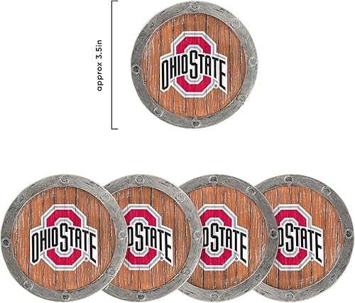 Miniatura 5 de FOCO NCAA College Team Logo 5-Pack Barril Bebida Bebida Coaster Set