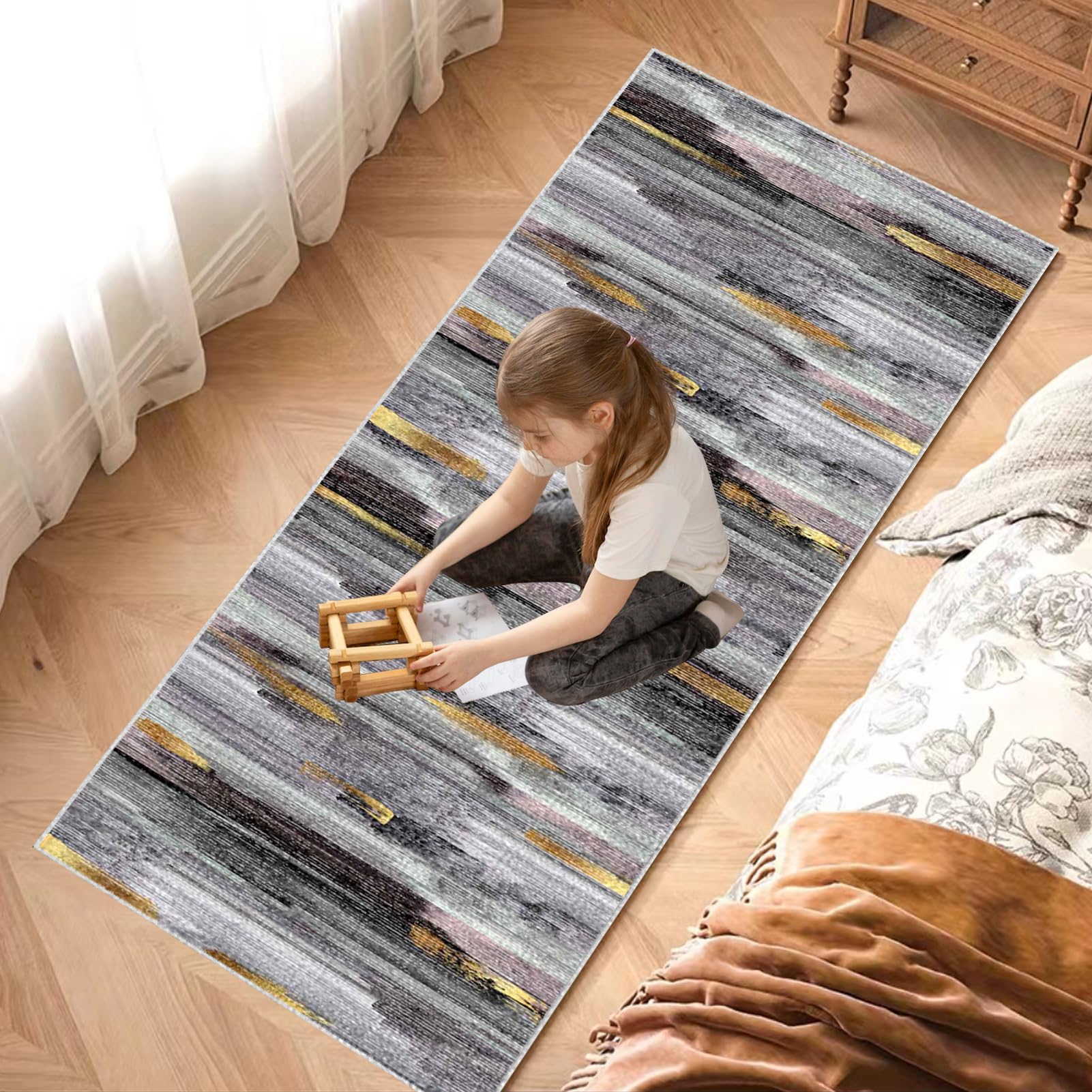 Dywan do korytarza 50 x 350 cm antypoślizgowy dywanik kuchenny zmywalny długi dywan do sypialni krótkie włosie wąski długi dywan wejście do salonu mata chłonna
